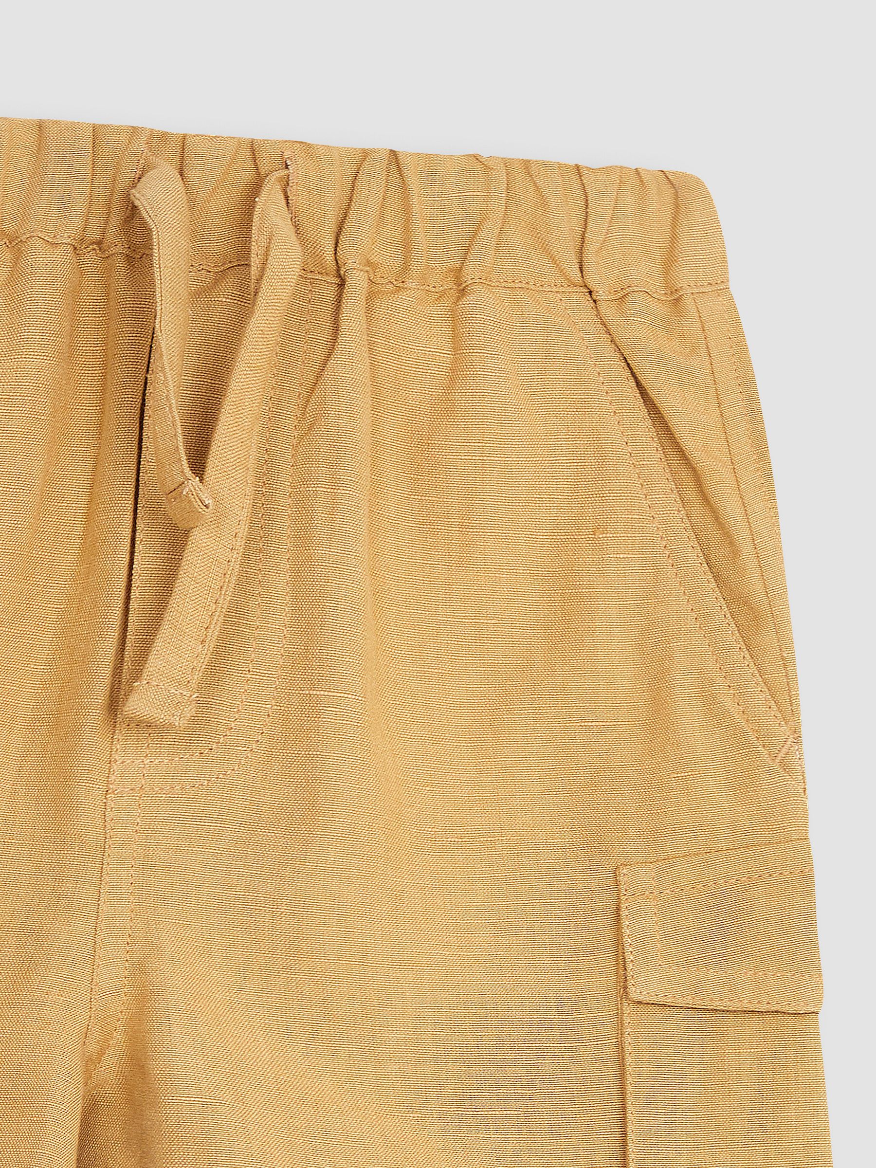 Camel Cotton Linen Summer Shorts - Image 2 of 3