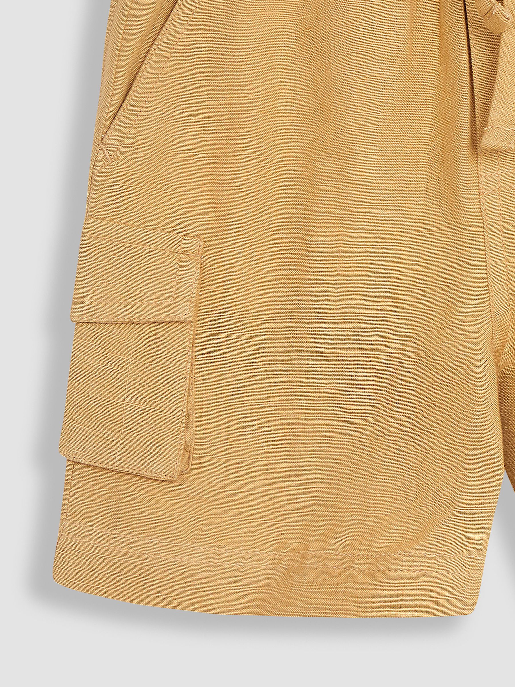 Camel Cotton Linen Summer Shorts - Image 3 of 3