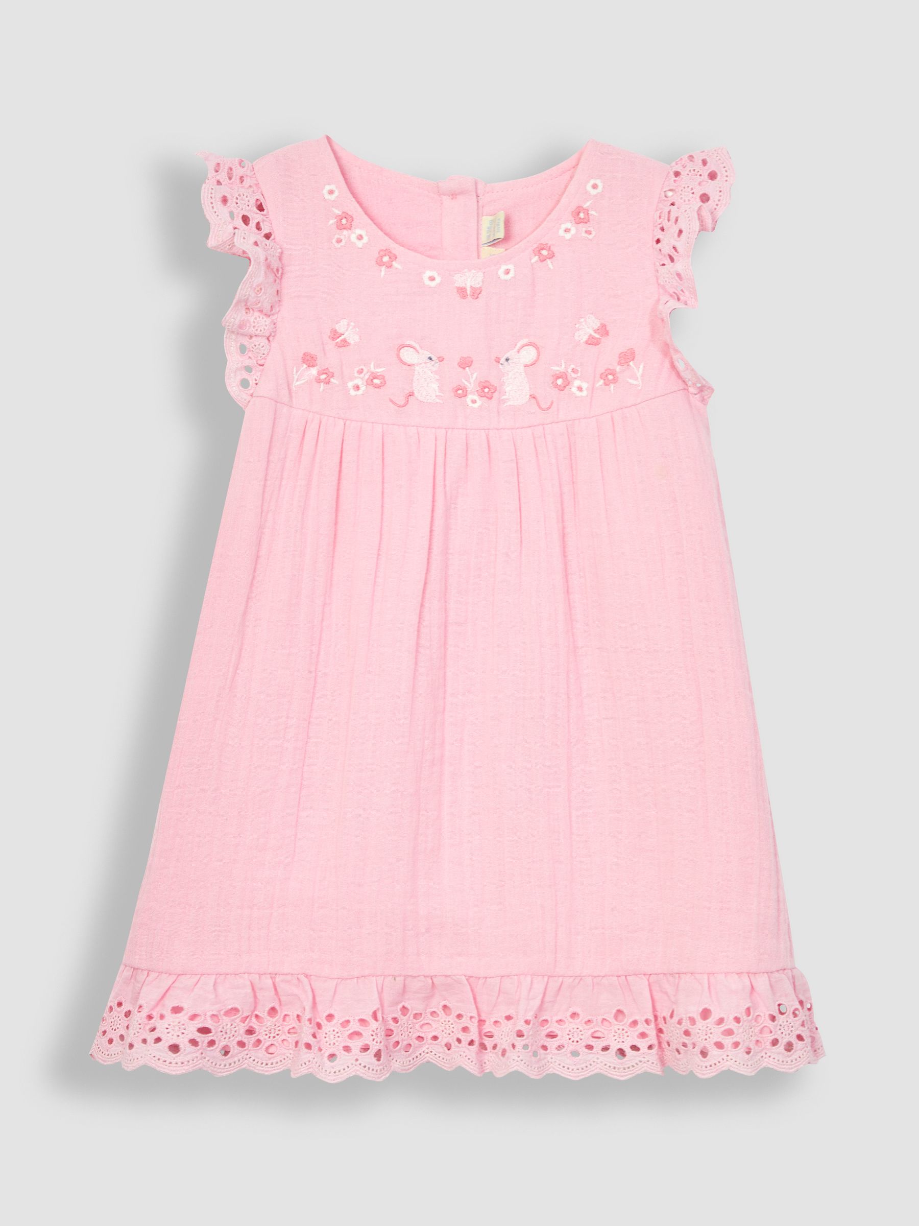 Pink Mouse 2-Piece Broderie Cheesecloth Dress & Hat Set - Image 2 of 5