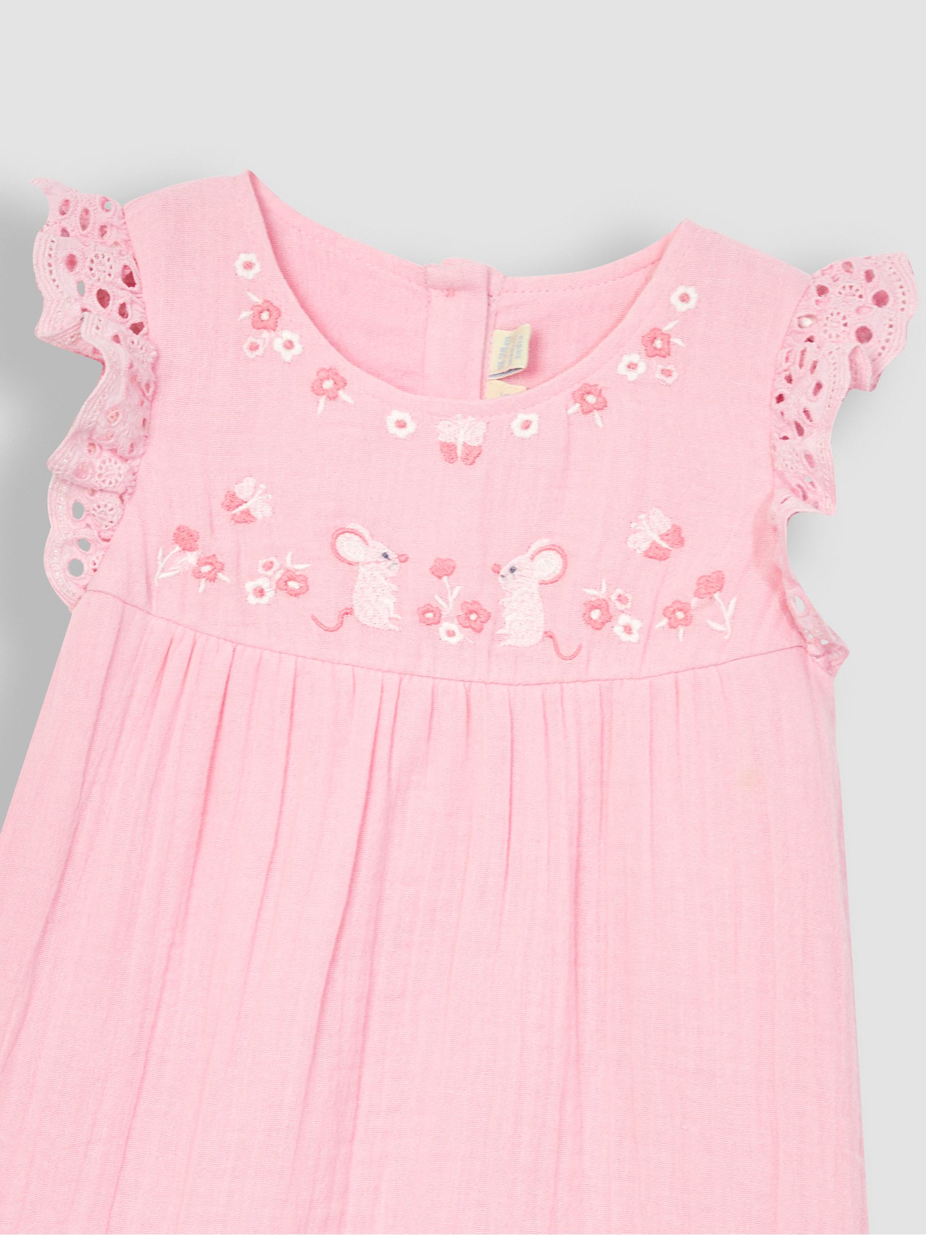 Pink Mouse 2-Piece Broderie Cheesecloth Dress & Hat Set - Image 5 of 5