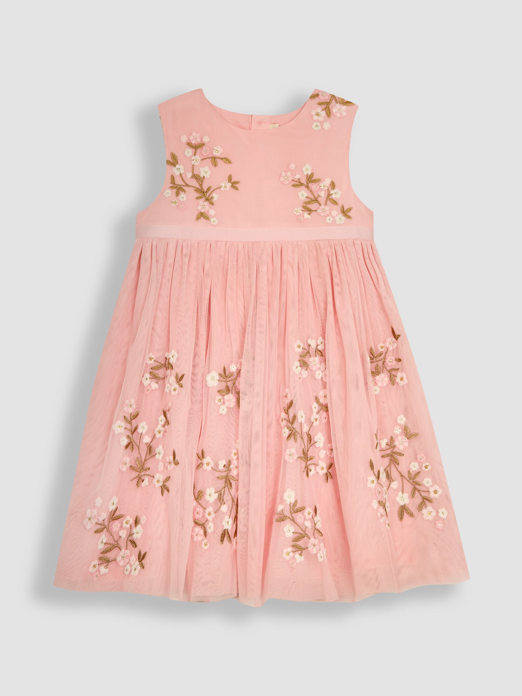 Flower Embroidered Tulle Party Dress in Pink | JoJo Maman Bb USA