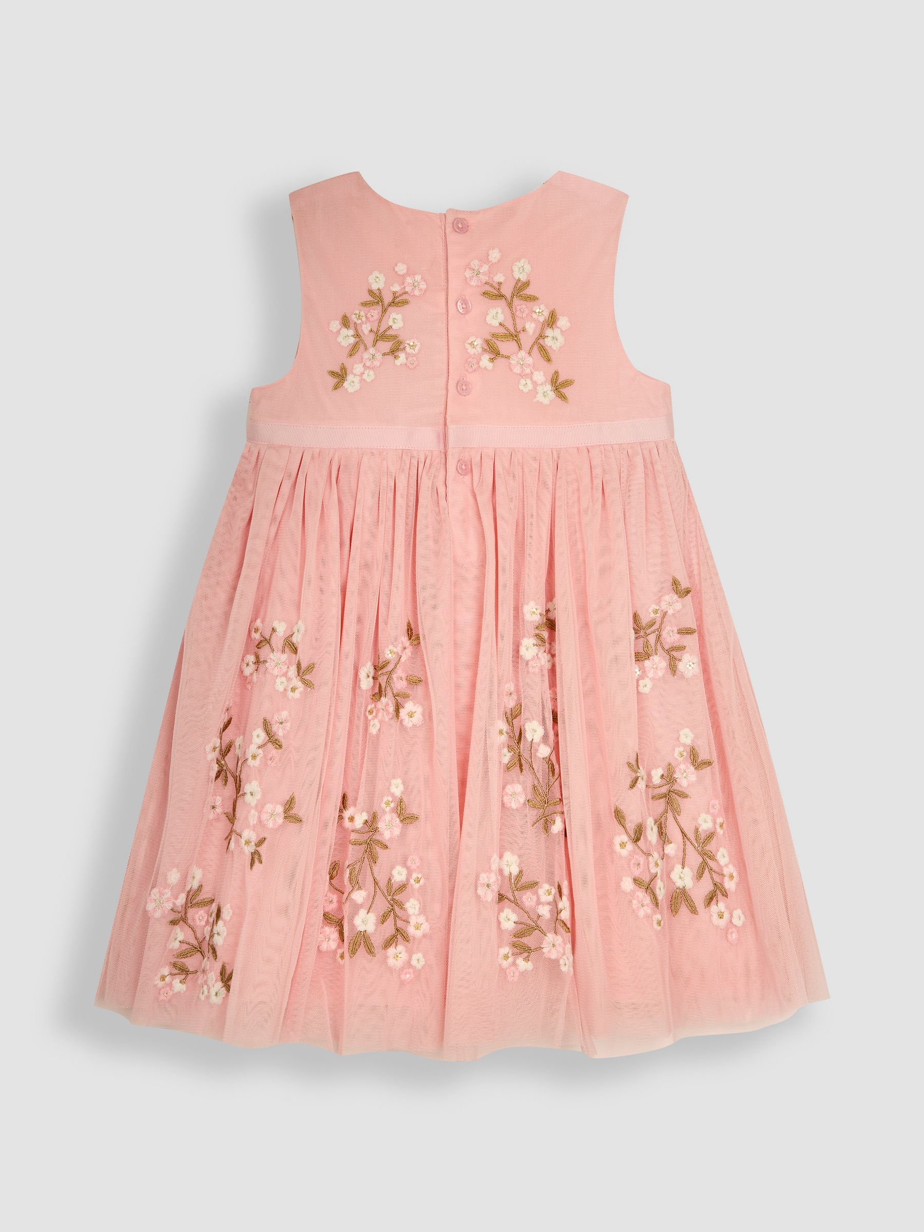 Flower Embroidered Tulle Party Dress in Pink - Image 3 of 4