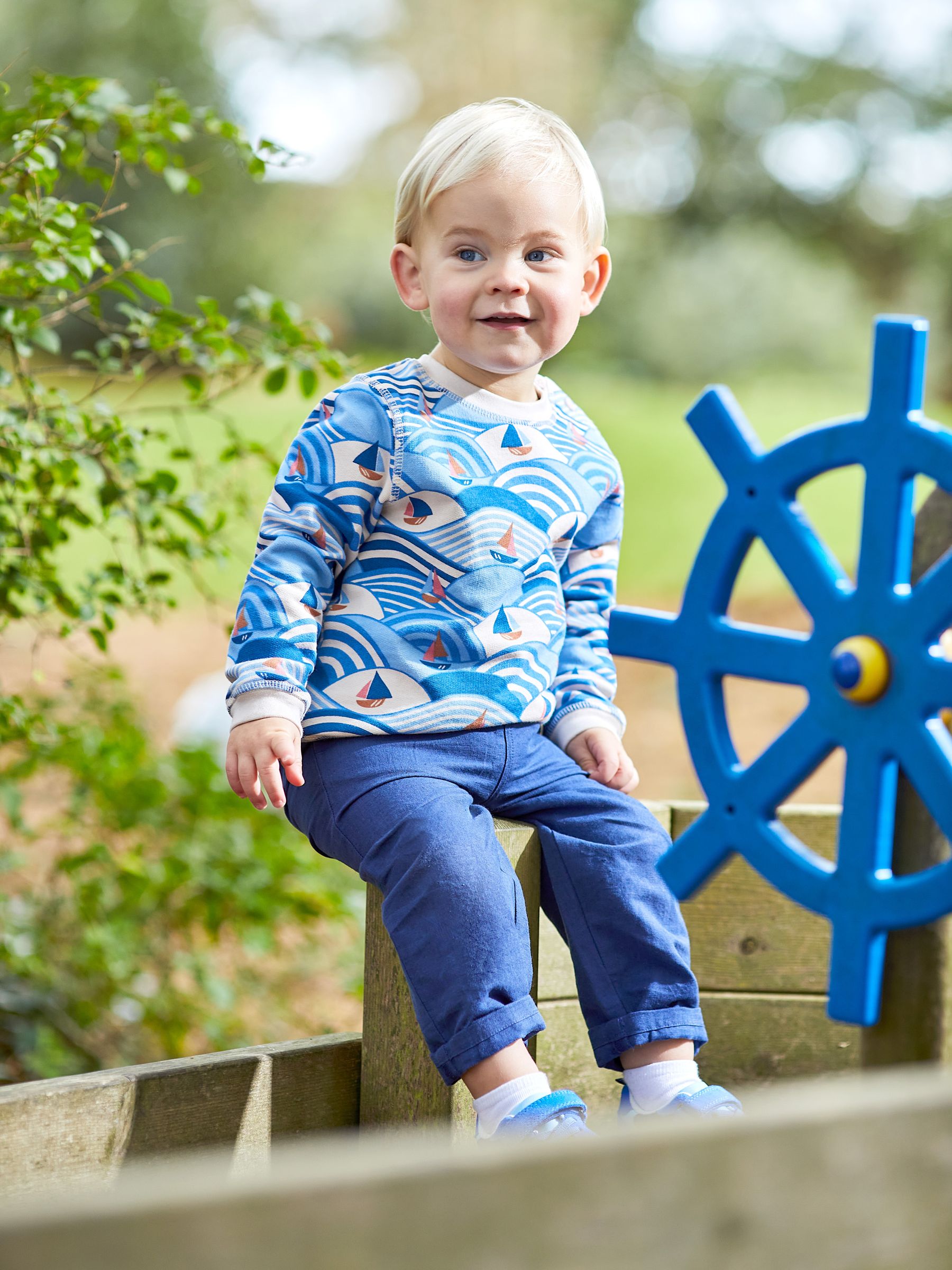 Navy Cotton Linen Summer Trousers - Image 1 of 4