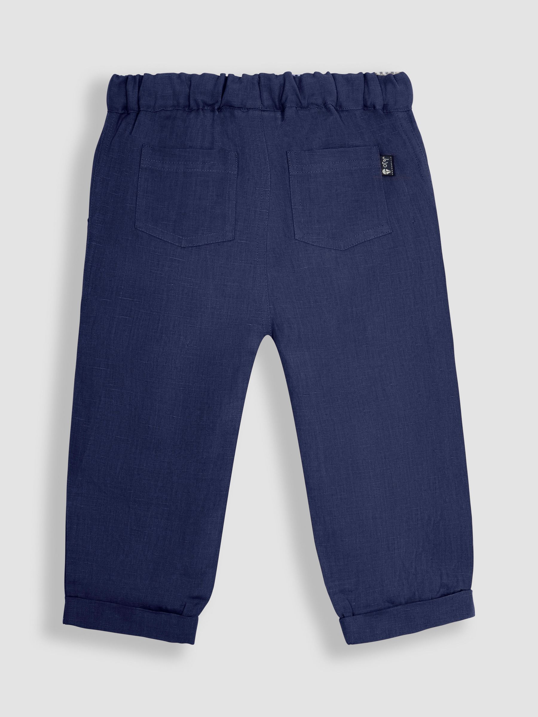 Navy Cotton Linen Summer Trousers - Image 3 of 4