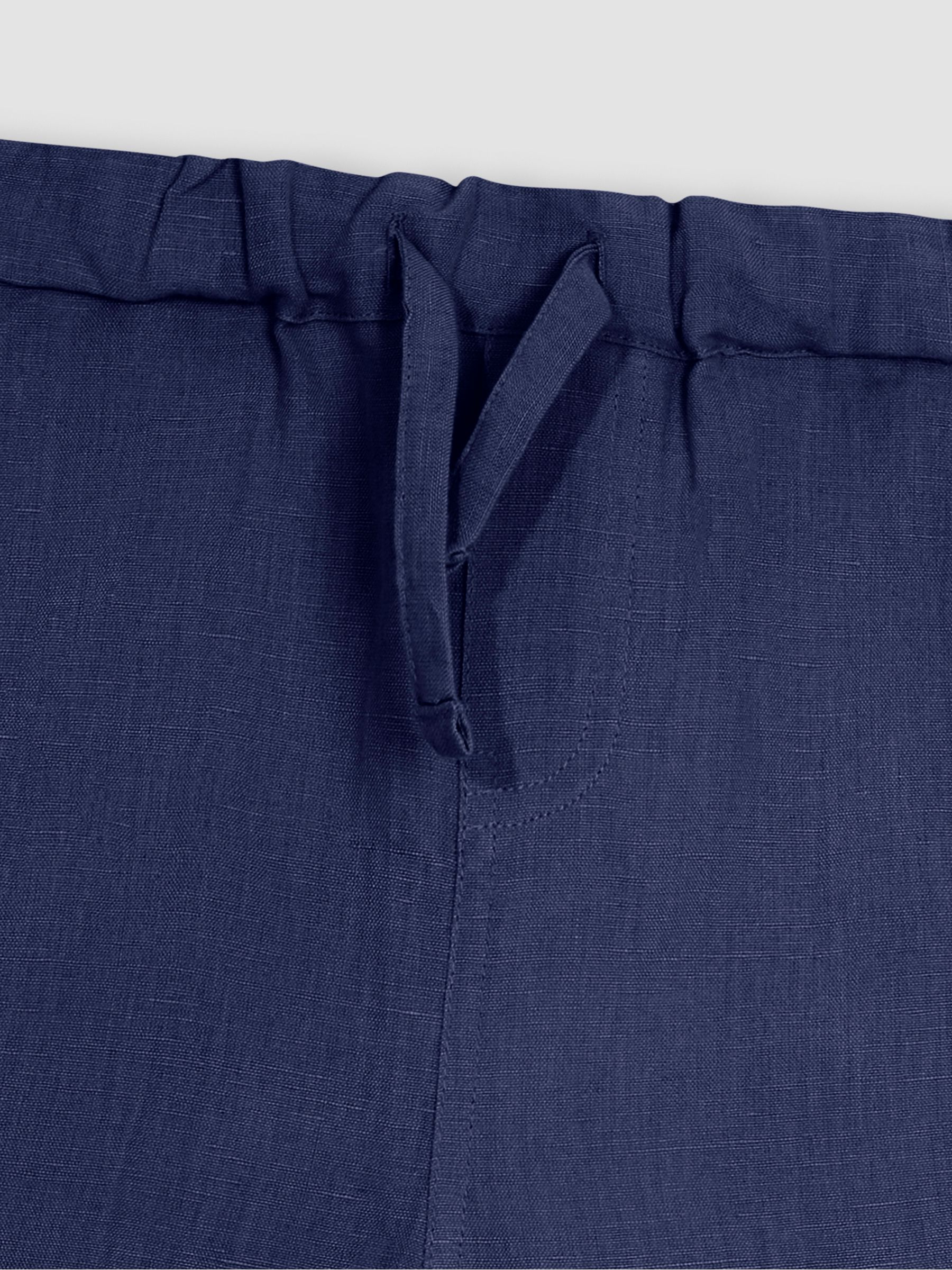 Navy Cotton Linen Summer Trousers - Image 4 of 4