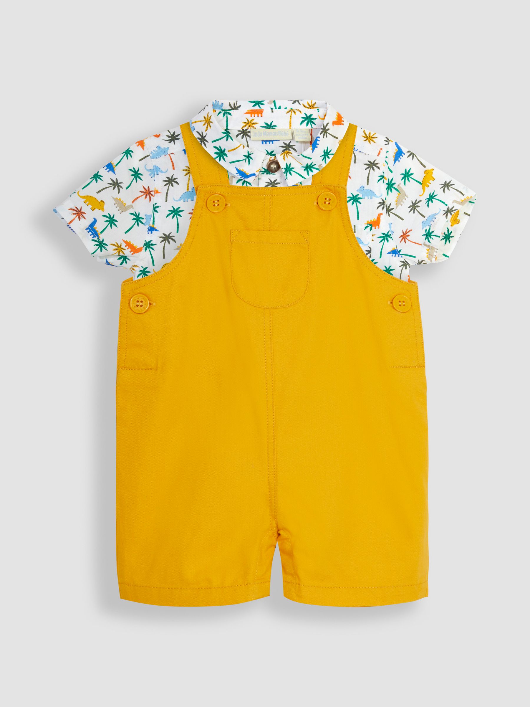 Yellow Jungle Animals Dungarees & Printed Shirt 2-Piece Set - Image 1 of 5