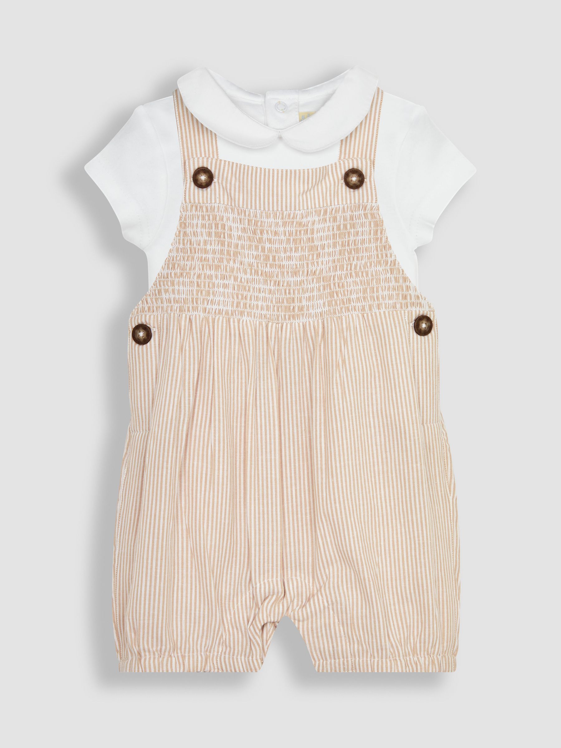 Natural 2-Piece Smocked Dungarees & Bodysuit Set - Image 4 of 8