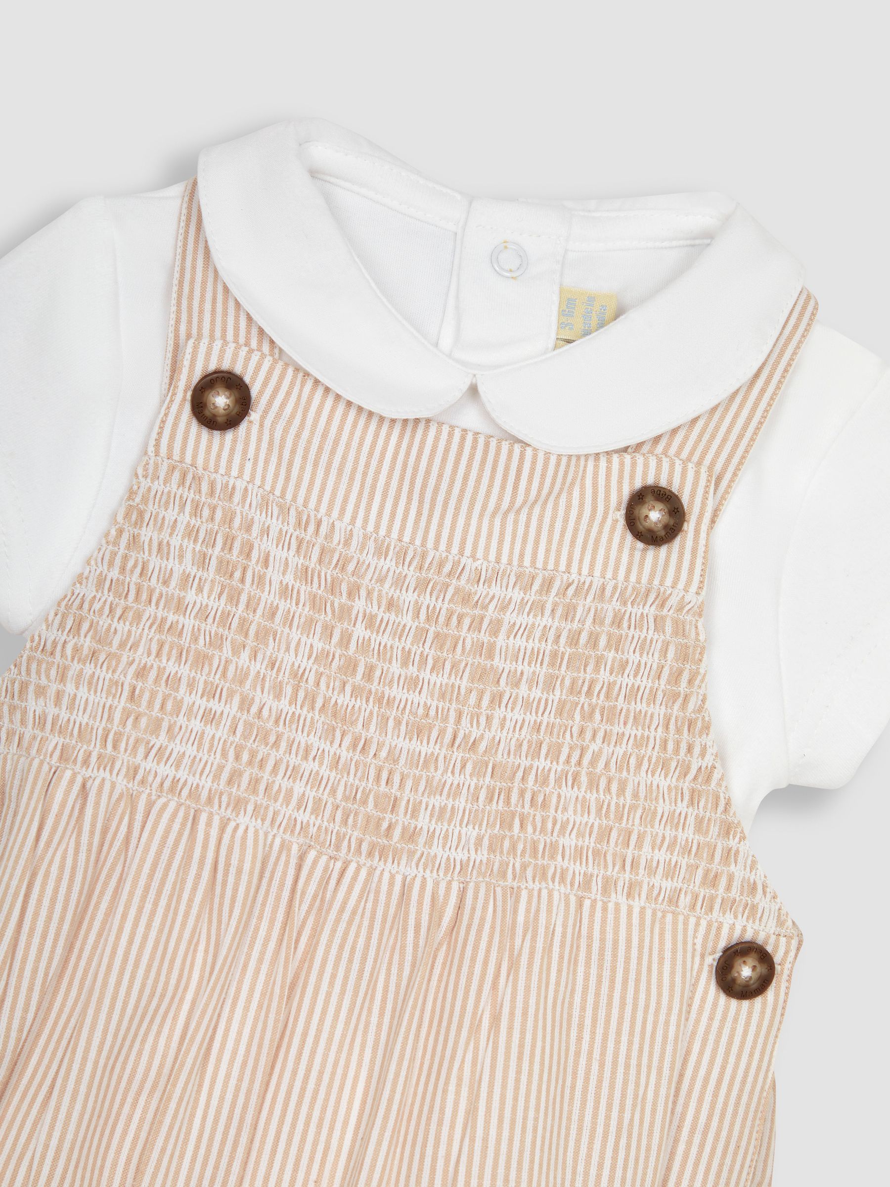 Natural 2-Piece Smocked Dungarees & Bodysuit Set - Image 8 of 8
