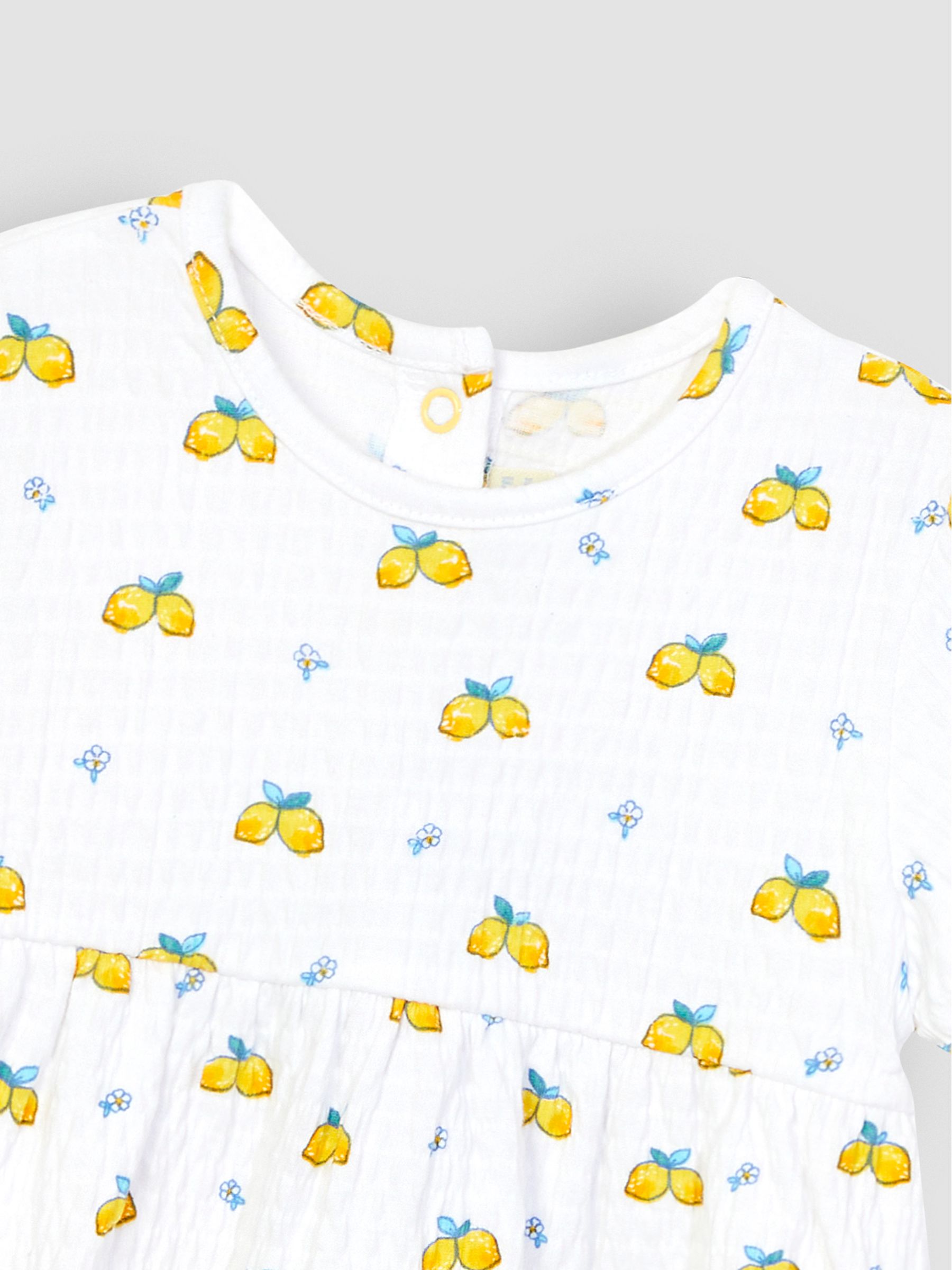 2-Piece Crinkle Cotton Lemon Top & Shorts Set in White - Image 4 of 4