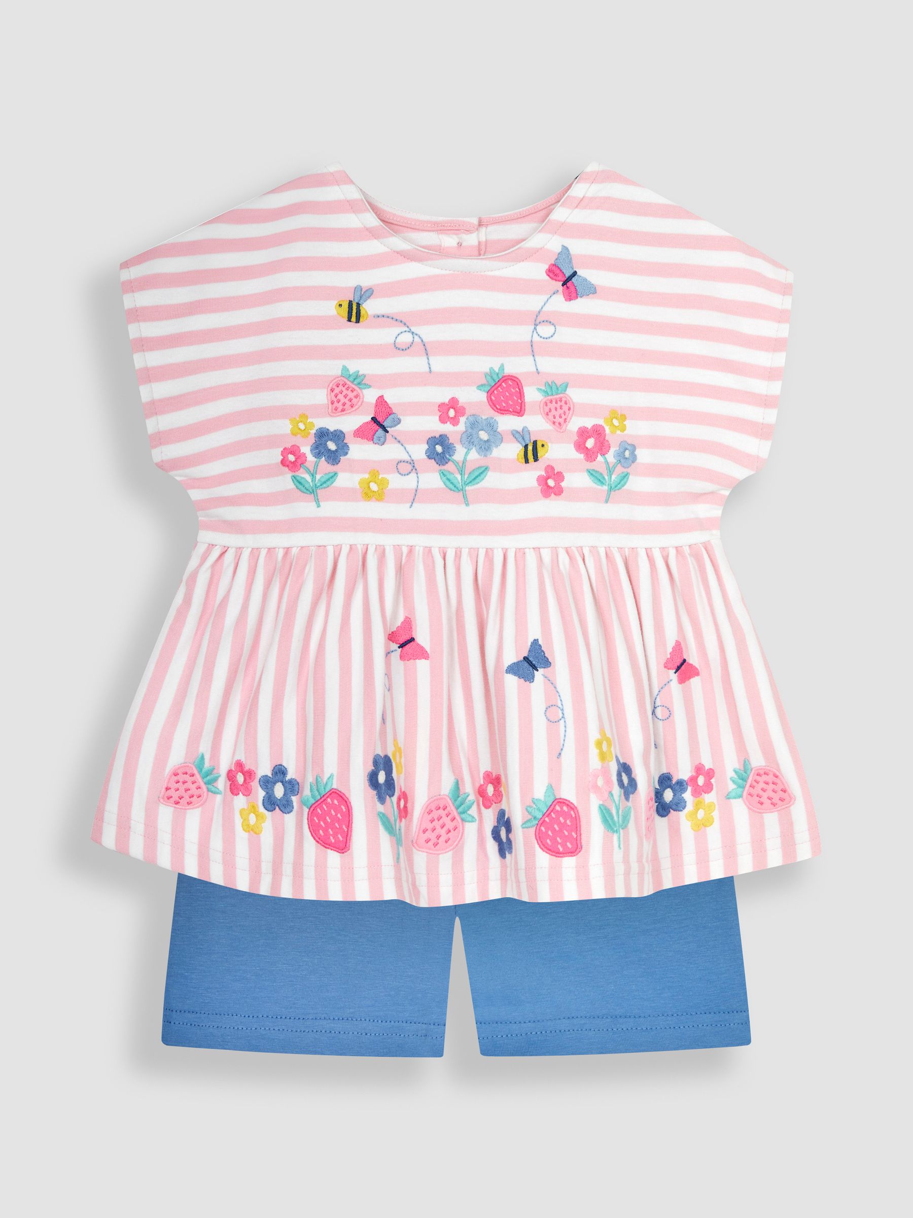 Pink 2-Piece Strawberry Appliqué T-Shirt & Shorts Set - Image 1 of 4
