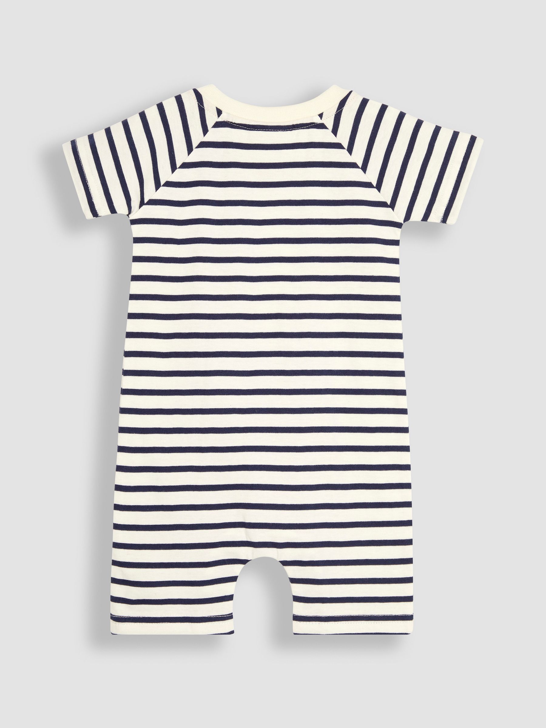 Ecru Navy Stripe Safari Appliqué Romper - Image 2 of 3
