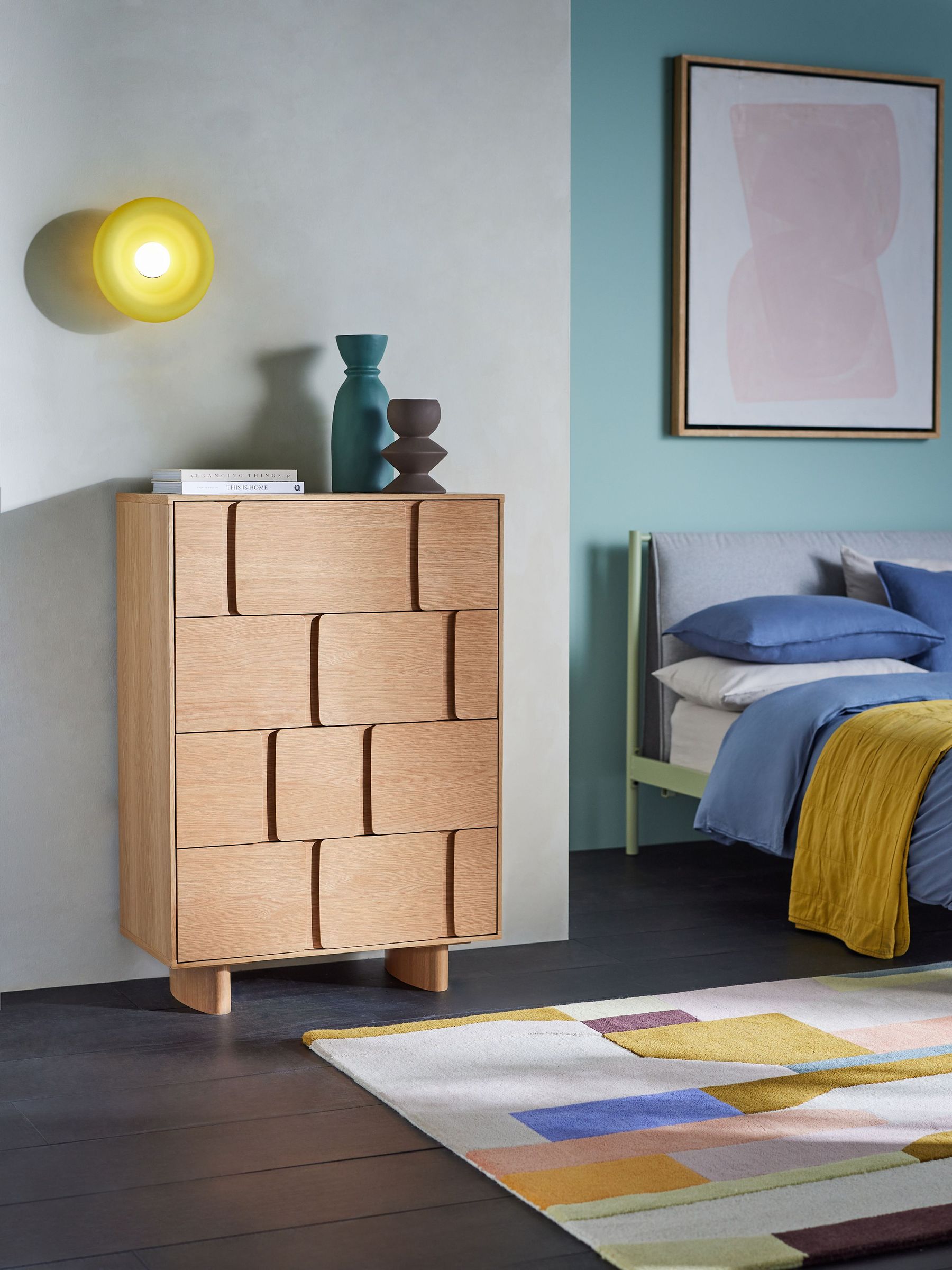 Cory Chest of 4 Drawer Drawers in Oak - Image 4 of 8