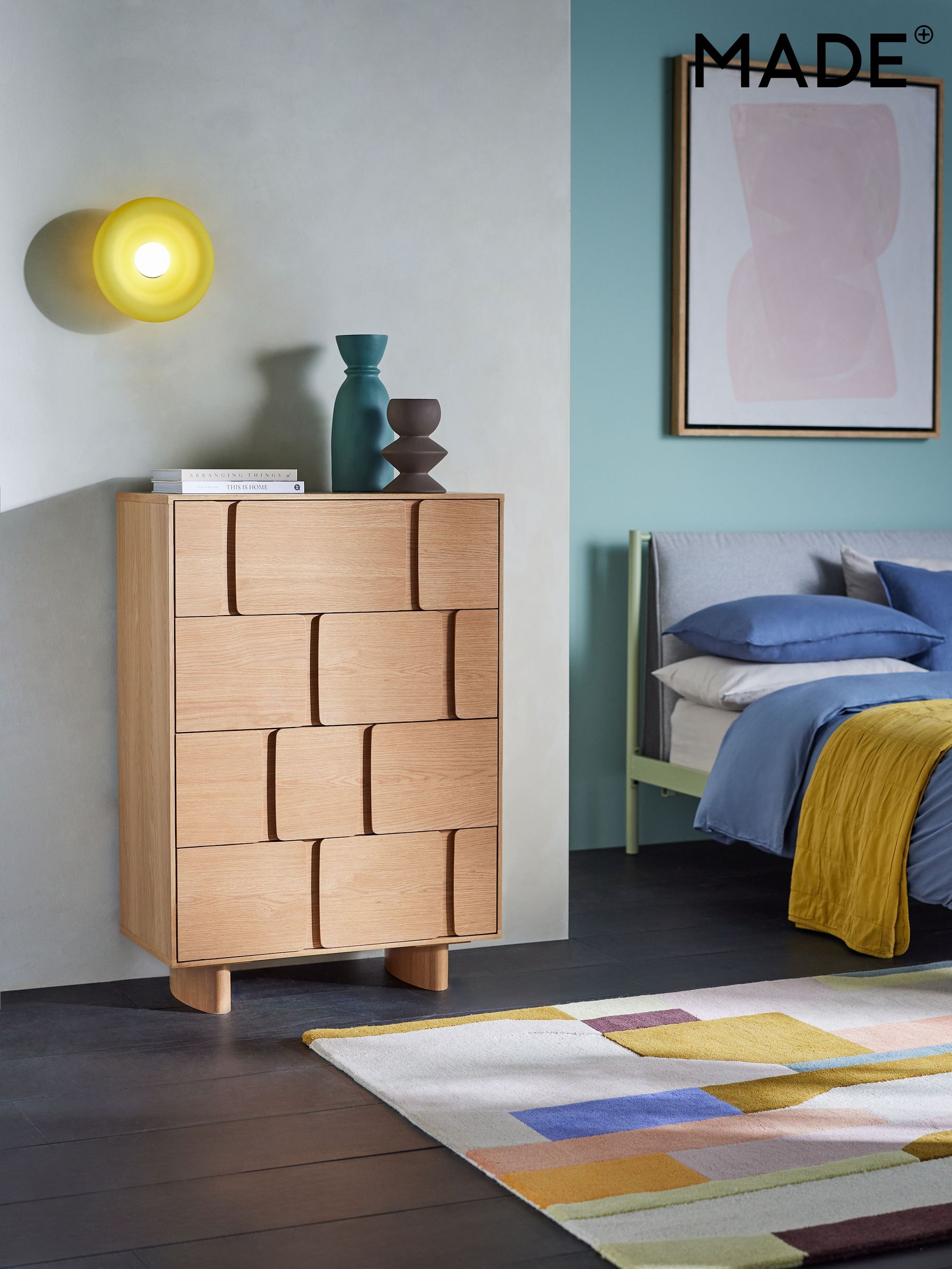 Cory Chest of 4 Drawer Drawers in Oak - Image 6 of 8