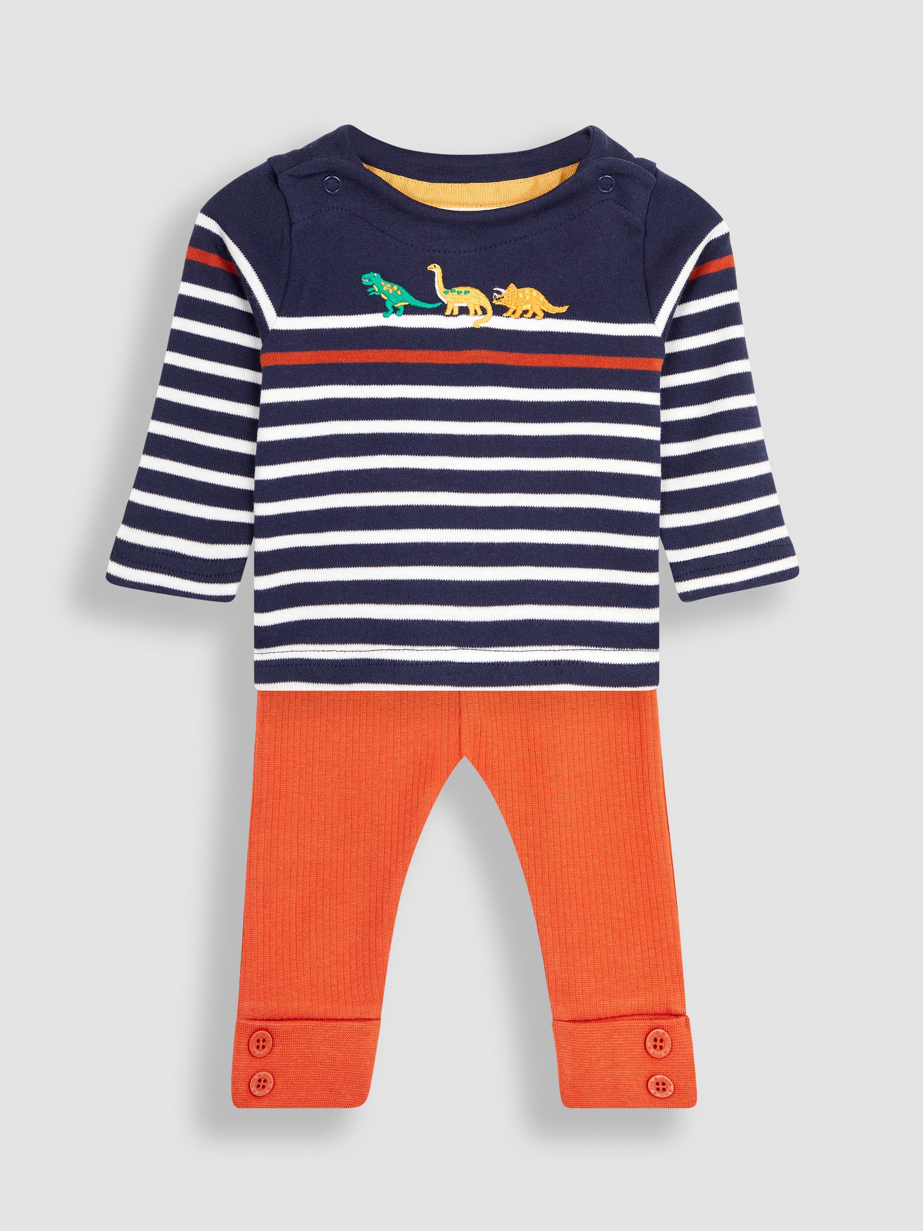 Navy Blue Breton Top & Rib Leggings Set - Image 1 of 4