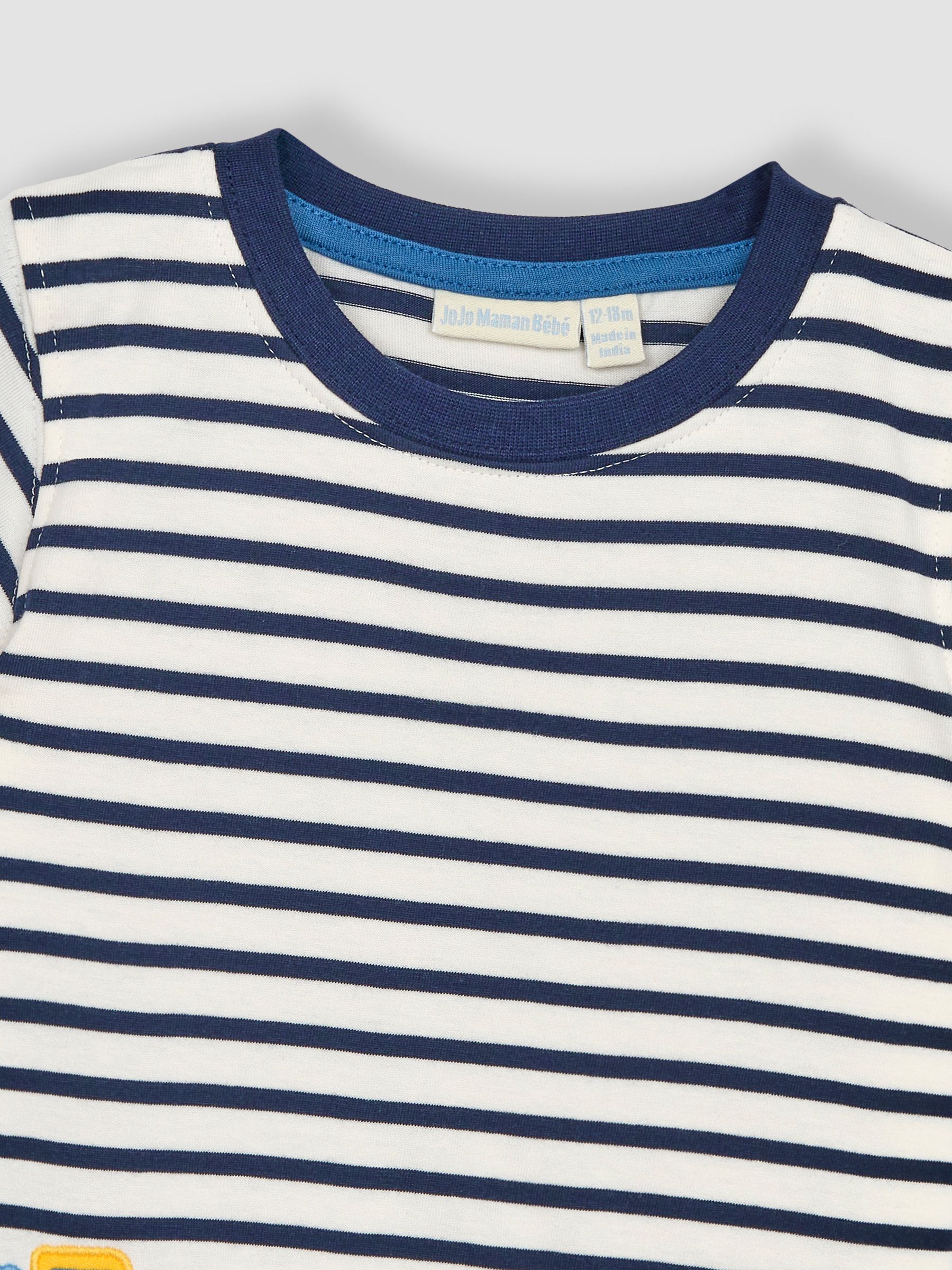 Ecru Navy Stripe Digger Appliqué Border T-Shirt - Image 2 of 5