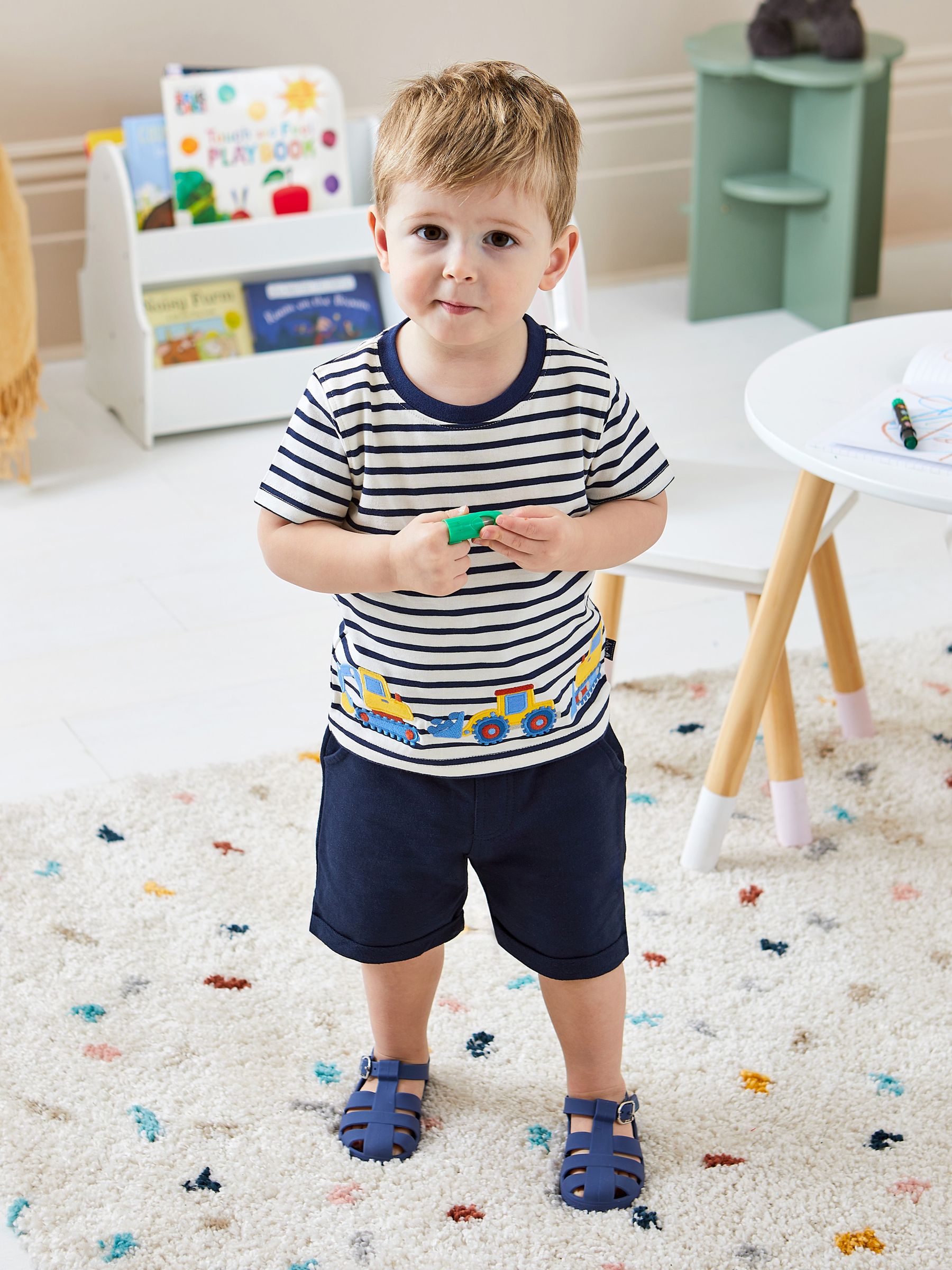 Ecru Navy Stripe Digger Appliqué Border T-Shirt - Image 5 of 5