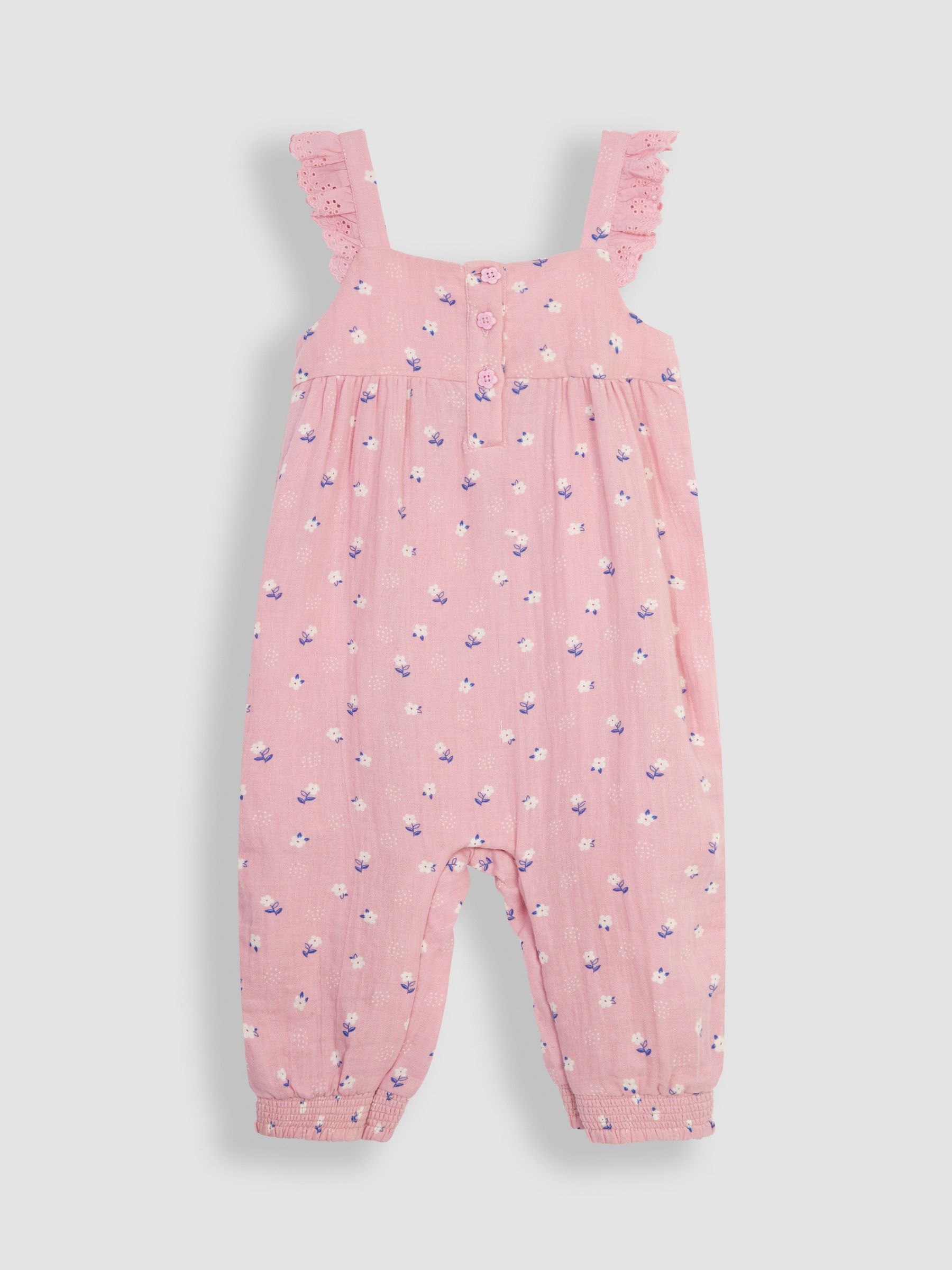 Pink Floral 2-Piece Cheesecloth Jumpsuit & Hat Set - Image 2 of 5