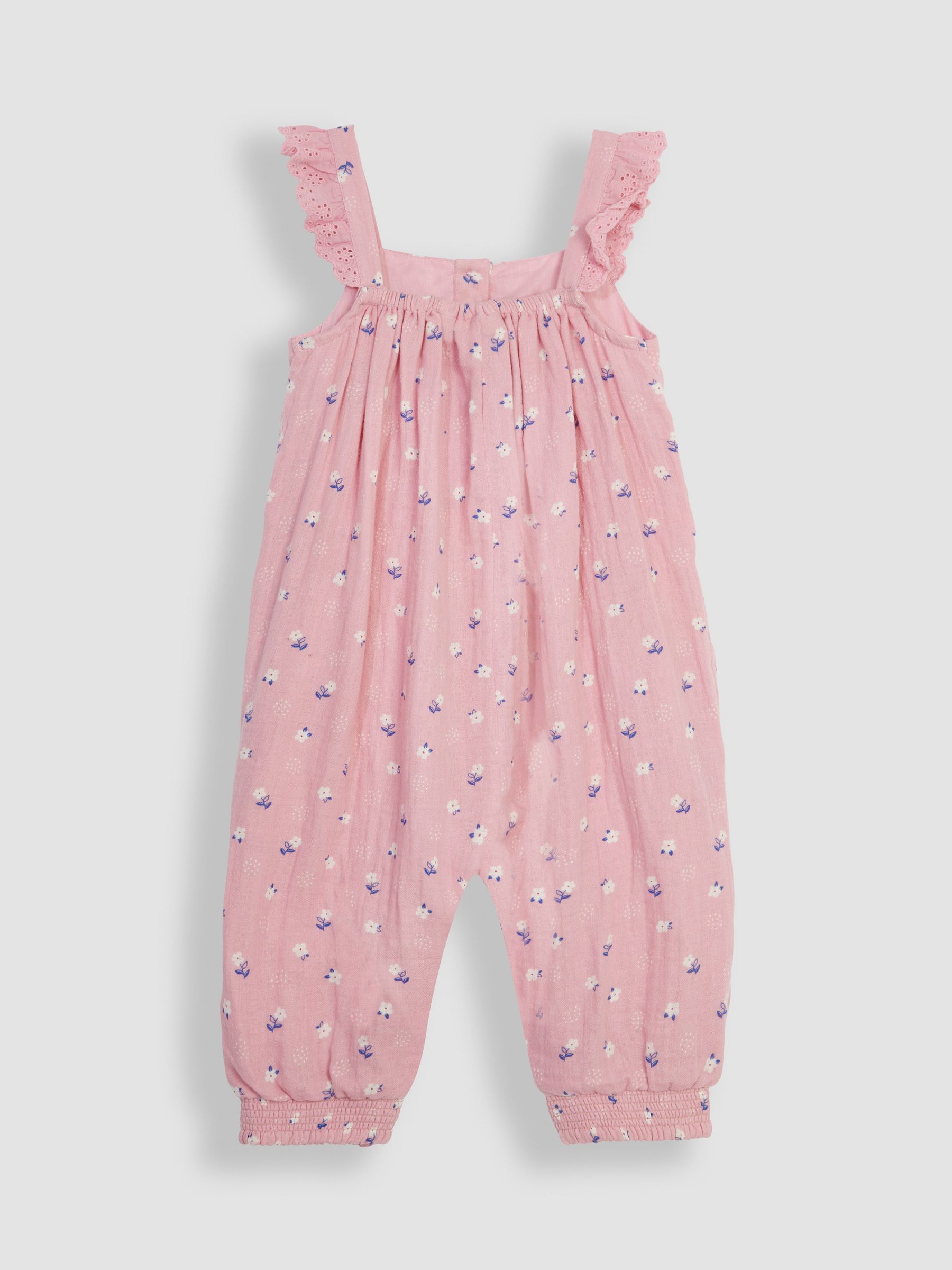 Pink Floral 2-Piece Cheesecloth Jumpsuit & Hat Set - Image 3 of 5