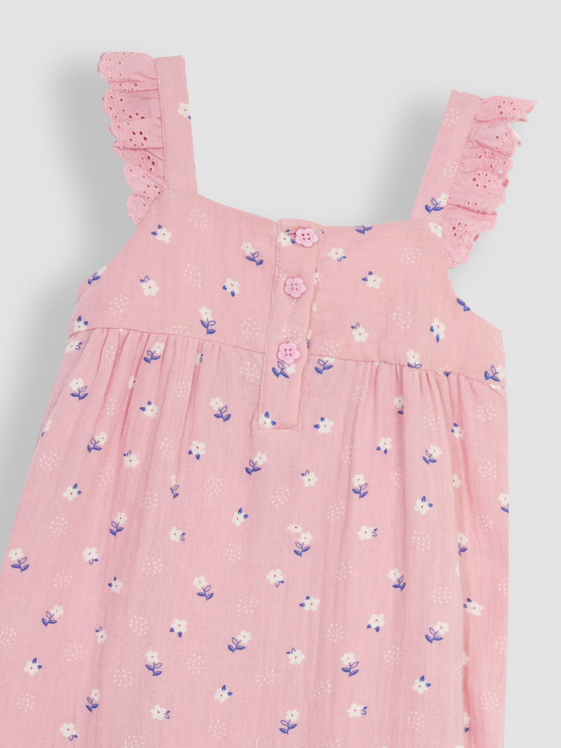 Pink Floral 2-Piece Cheesecloth Jumpsuit & Hat Set - Image 5 of 5