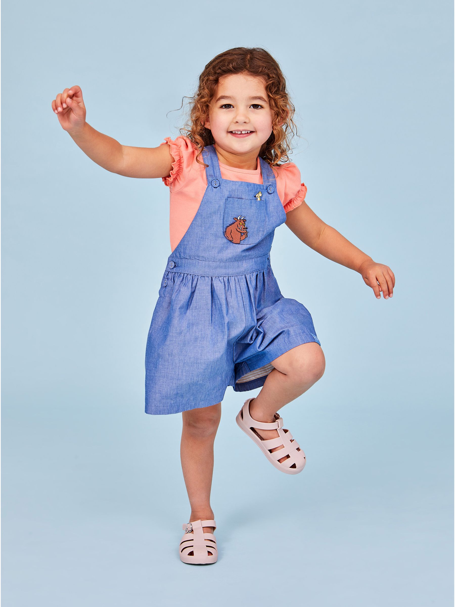 Chambray The Gruffalo Appliqué Pocket Culotte Dungarees - Image 3 of 7