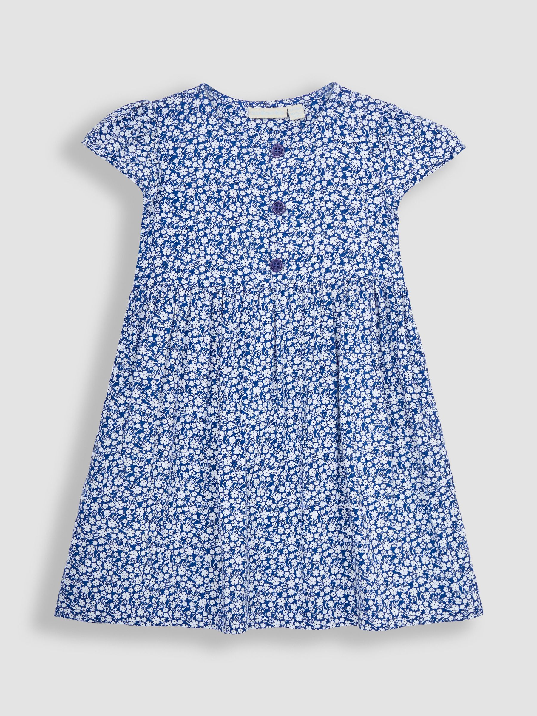 Navy Blue Ditsy Floral Button Front Dress - Image 1 of 3