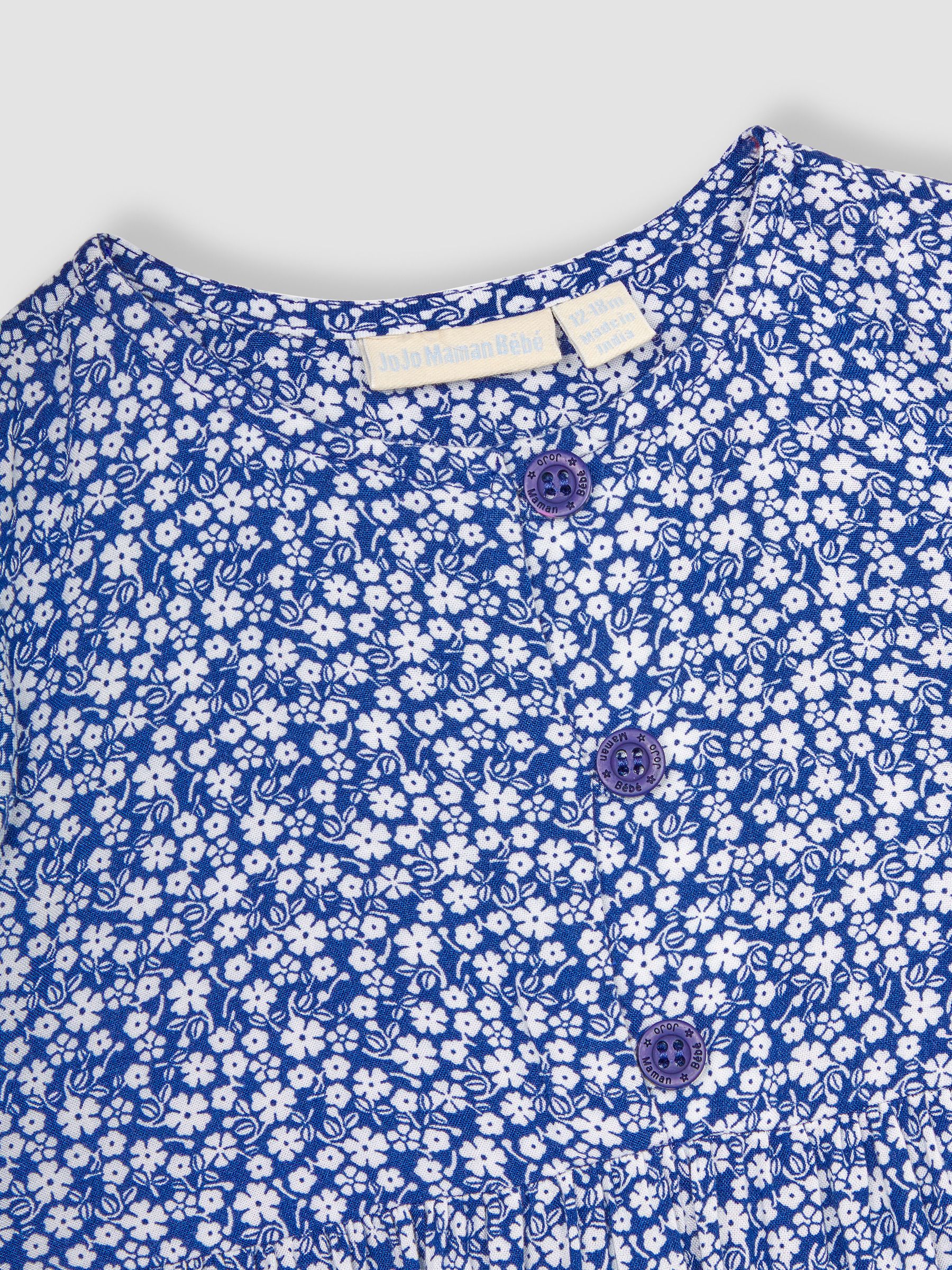 Navy Blue Ditsy Floral Button Front Dress - Image 2 of 3