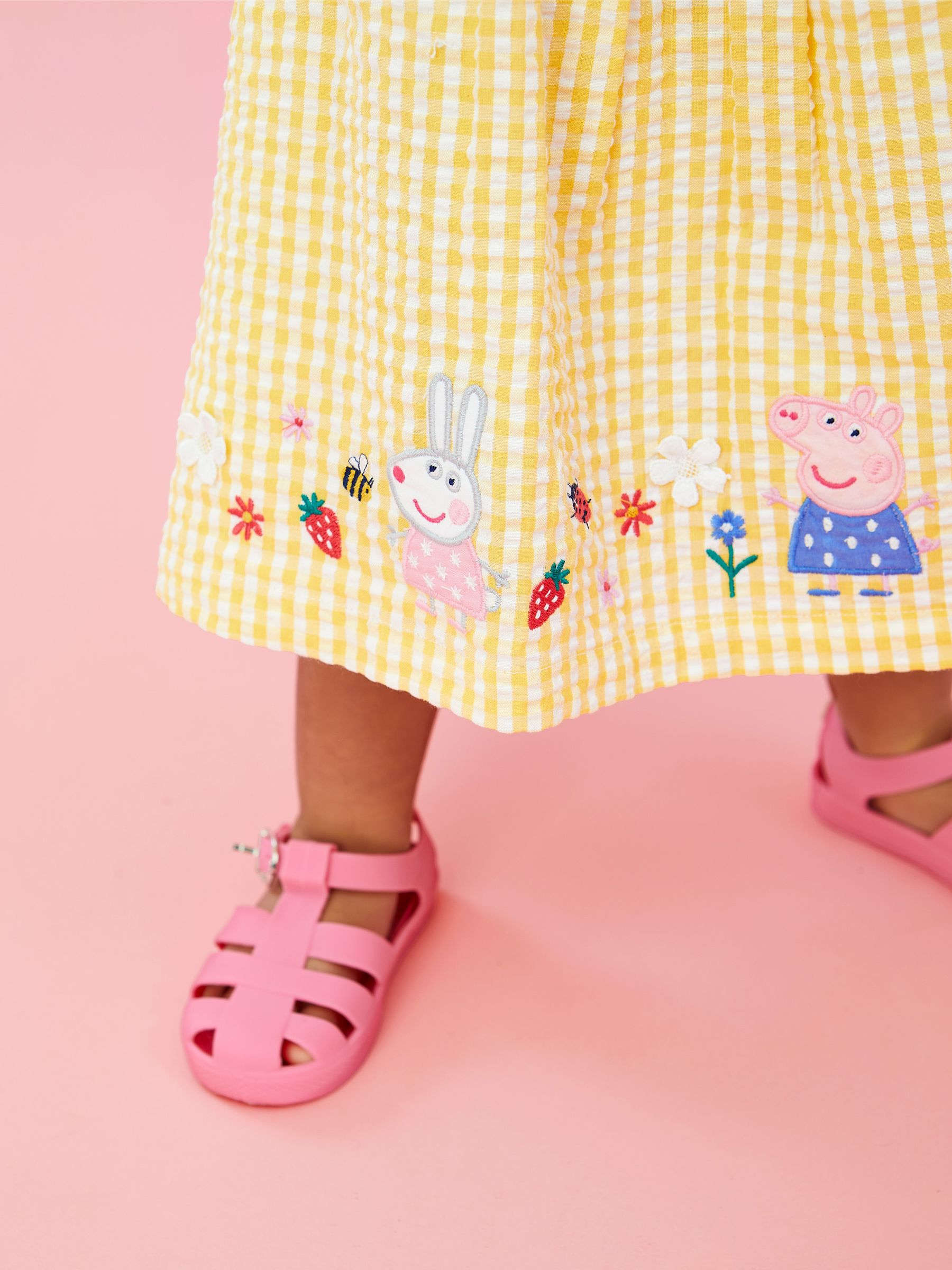 Yellow Peppa Pig Appliqué Gingham Summer Dress - Image 3 of 6