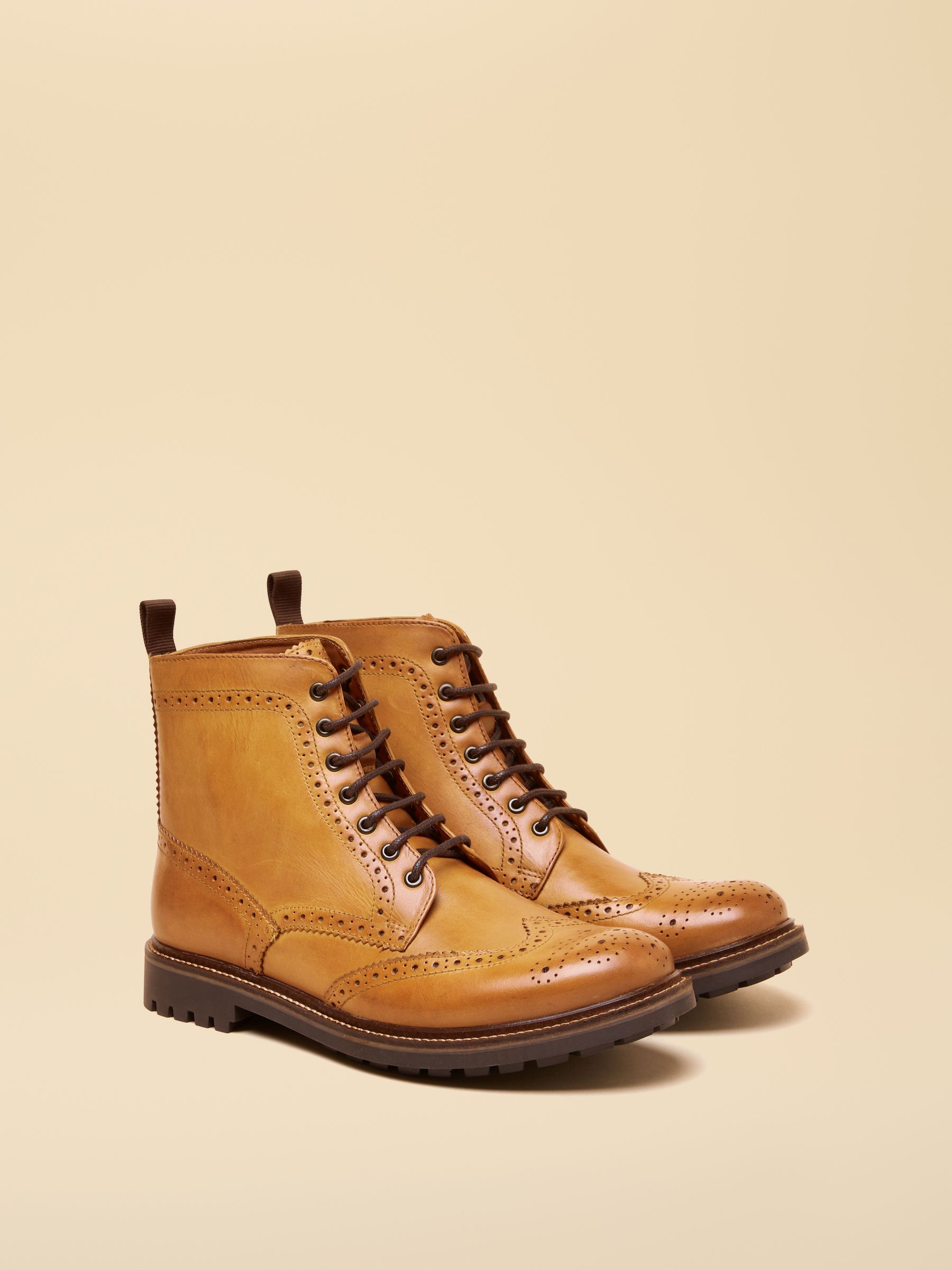 Leather Casual Brogue Boots Casual High Top Popular Men Lace-up