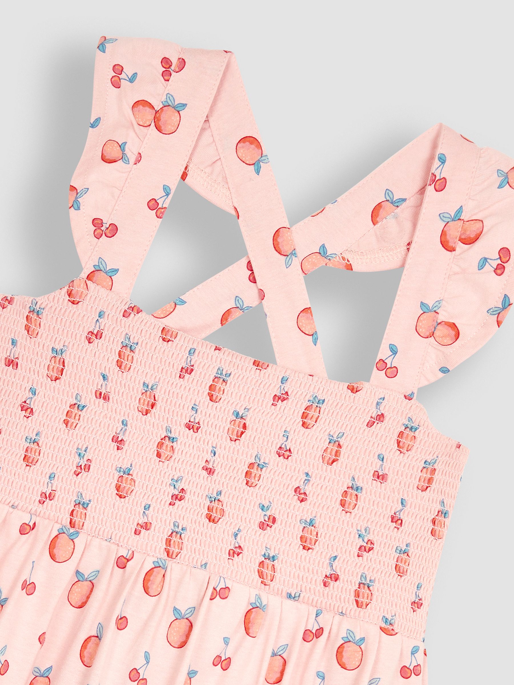 Pink Peach & Cherry Cross Back Smocked Jersey Dress - Image 5 of 5