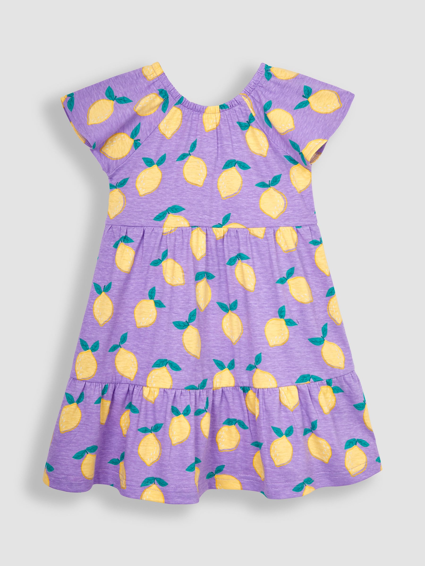 Lilac Purple Lemon Ruffle Sleeve Tiered Jersey Dress - Image 1 of 3