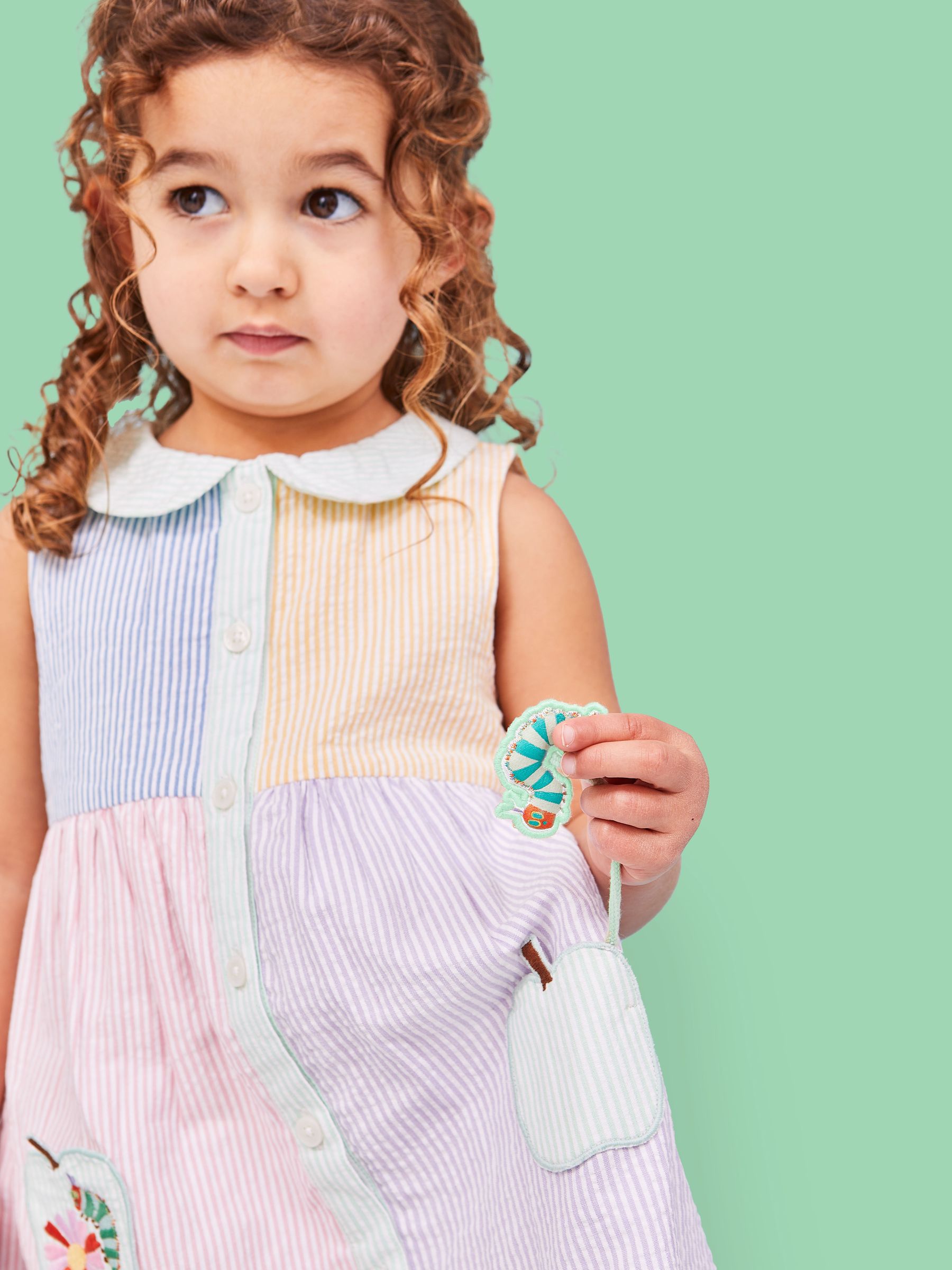 Green The Very Hungry Caterpillar Embroidered Button Through Dress - Image 2 of 4