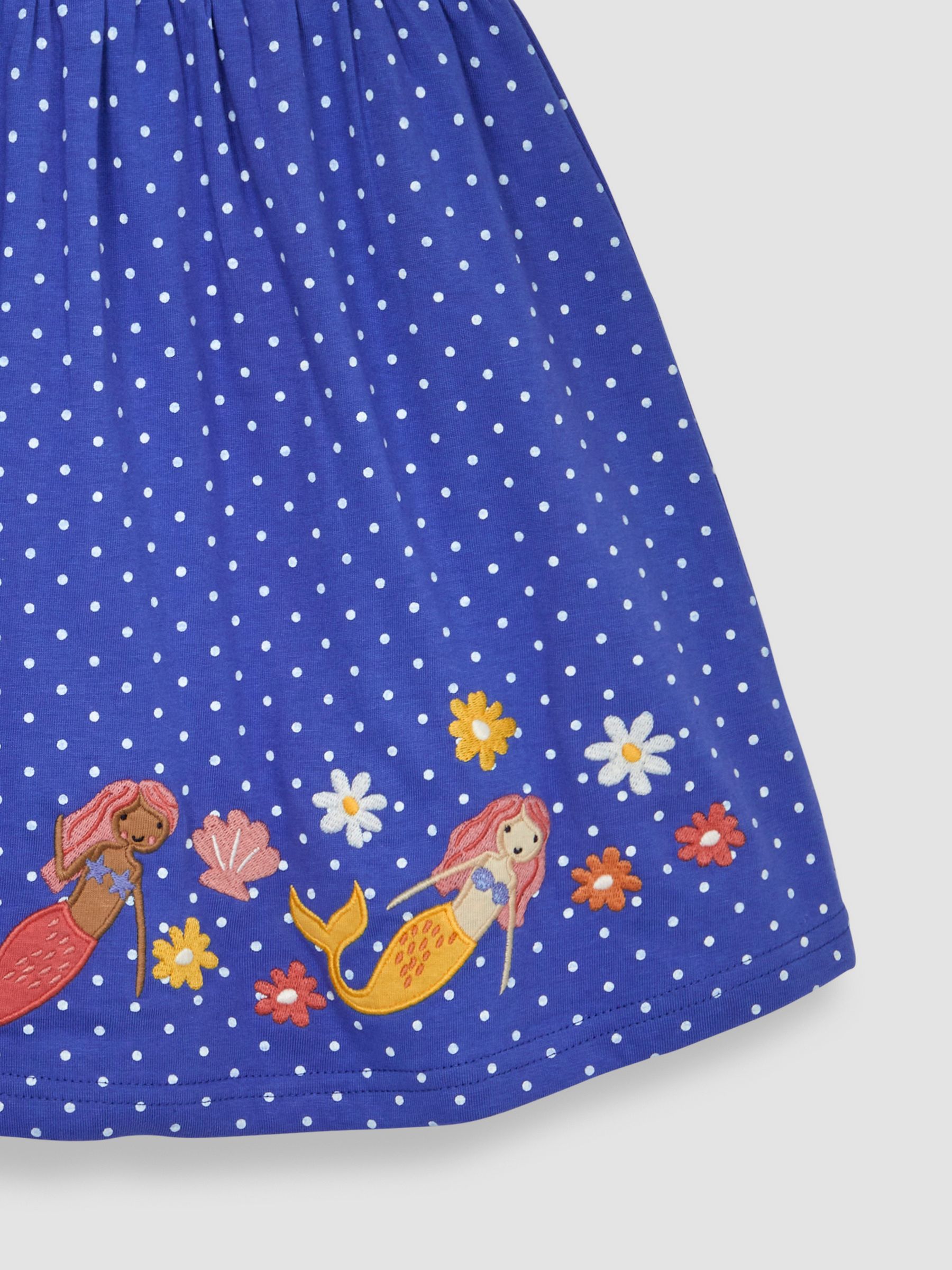 Blue Mermaid Appliqué Frill Shoulder Pretty Summer Jersey Dress - Image 3 of 3