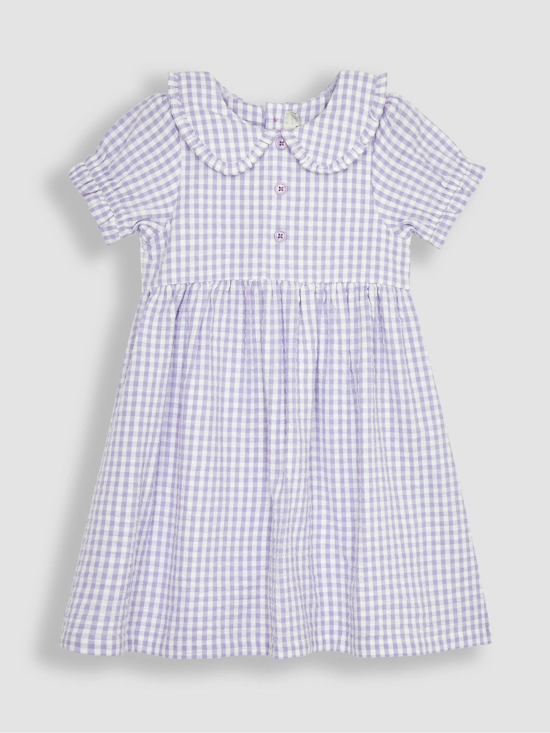 Lilac Purple Gingham Button Front Collar Tea Dress - Image 1 of 3