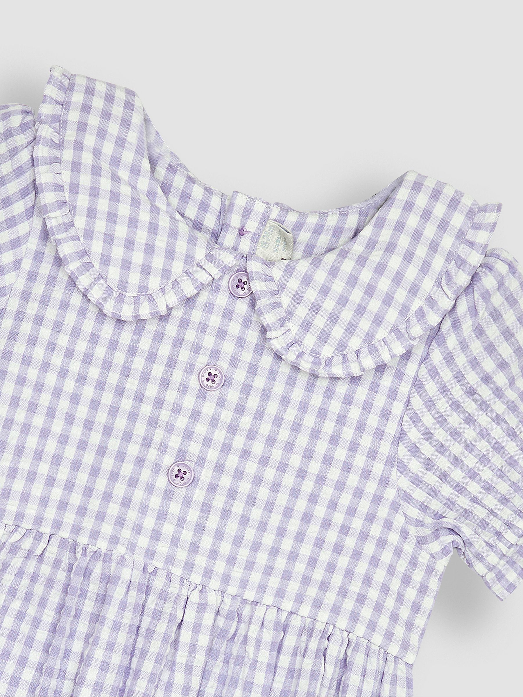 Lilac Purple Gingham Button Front Collar Tea Dress - Image 2 of 3