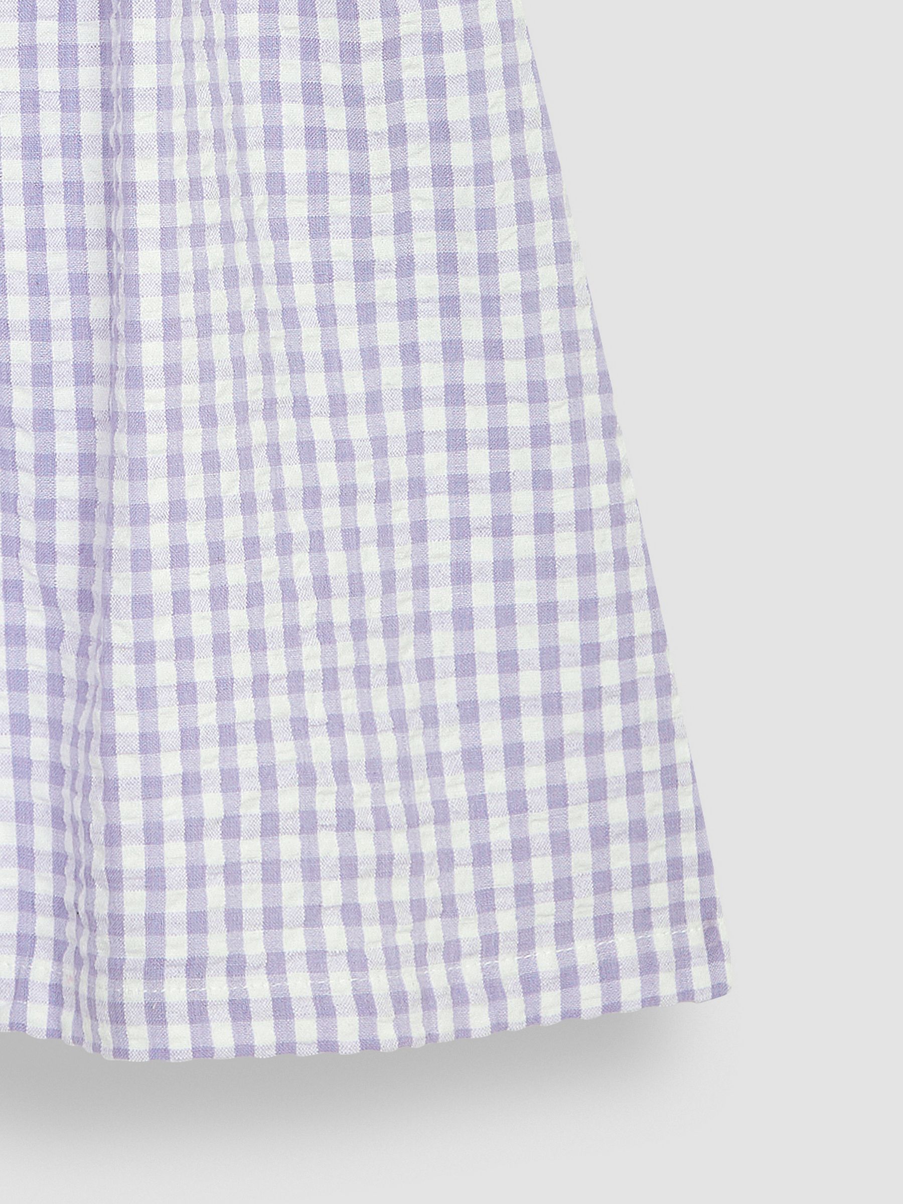 Lilac Purple Gingham Button Front Collar Tea Dress - Image 3 of 3