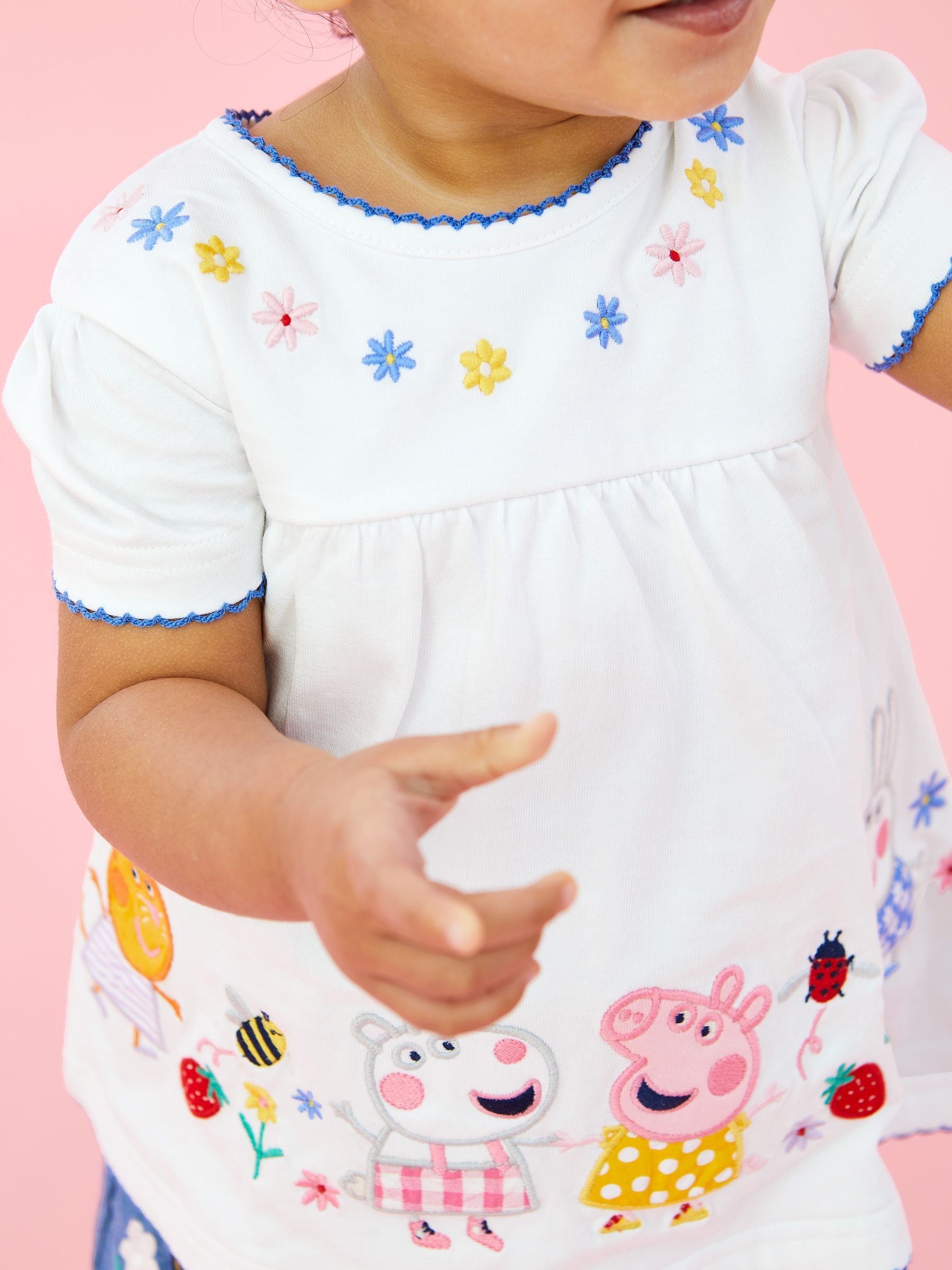 2-Piece Peppa Pig Embroidered Top & Shorts Set in White - Image 2 of 9