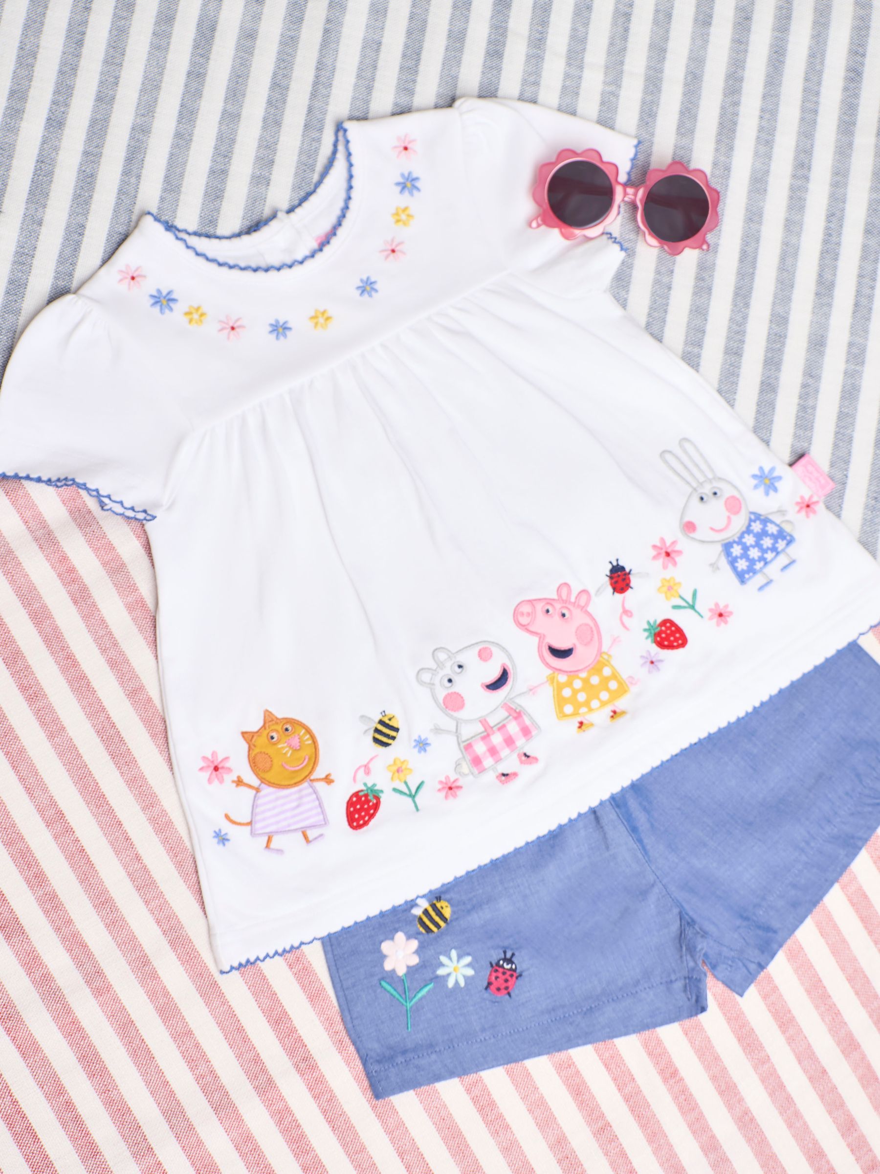 2-Piece Peppa Pig Embroidered Top & Shorts Set in White - Image 6 of 9