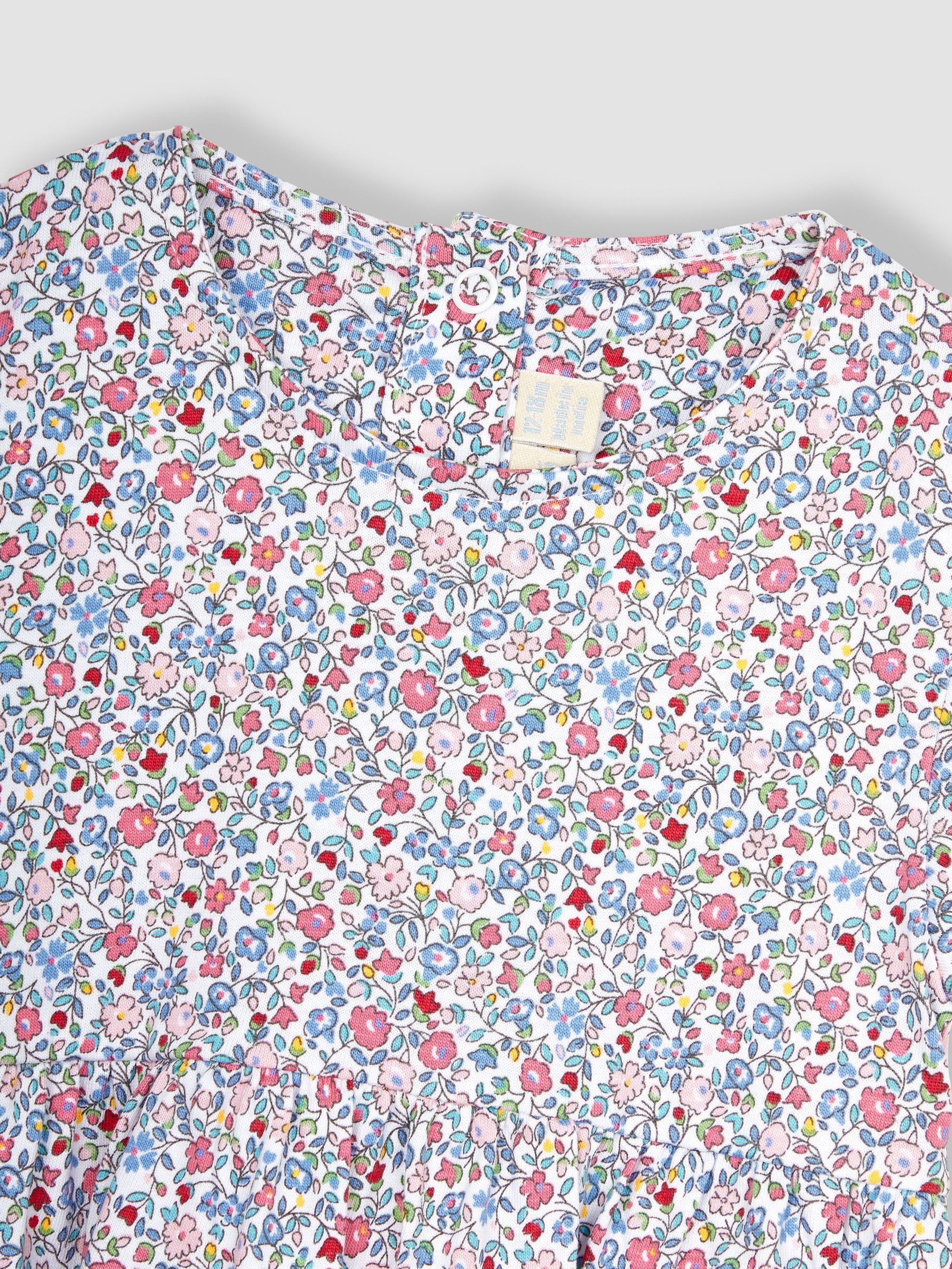 Pink Summer Ditsy Floral Puff Sleeve Jersey Dress - Image 2 of 3