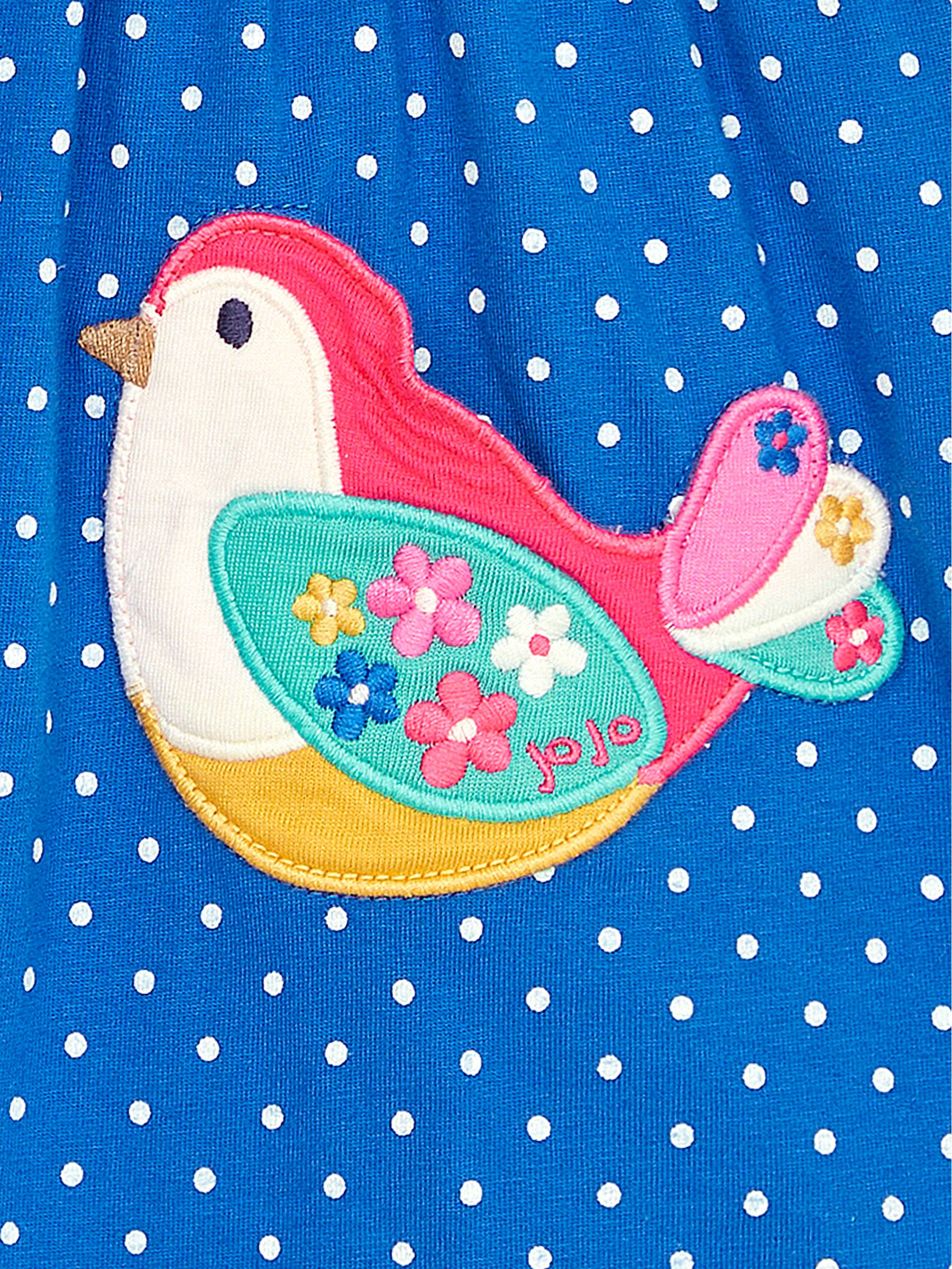 Blue Bird Appliqué Frill Shoulder Pretty Summer Jersey Dress - Image 3 of 3