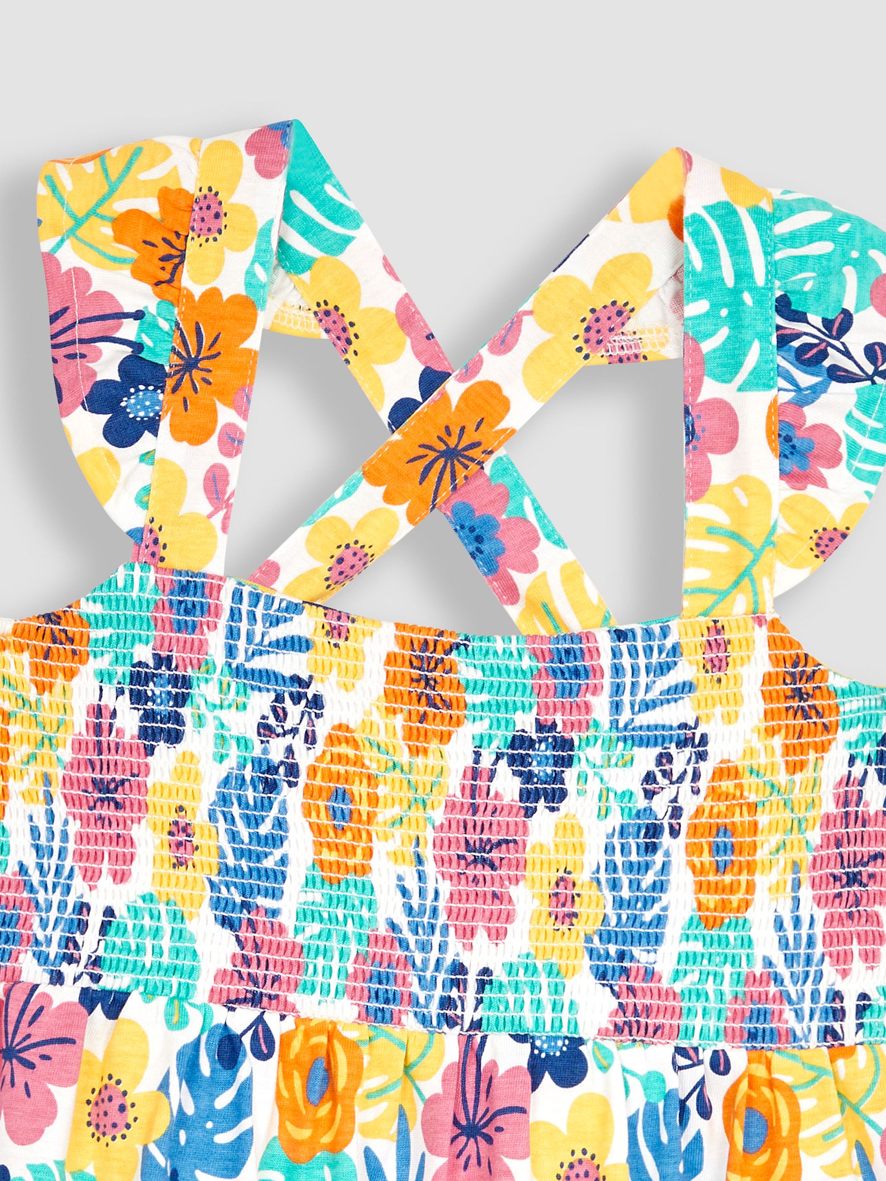 Multi Floral Cross Back Smocked Jersey Dress - Image 3 of 3