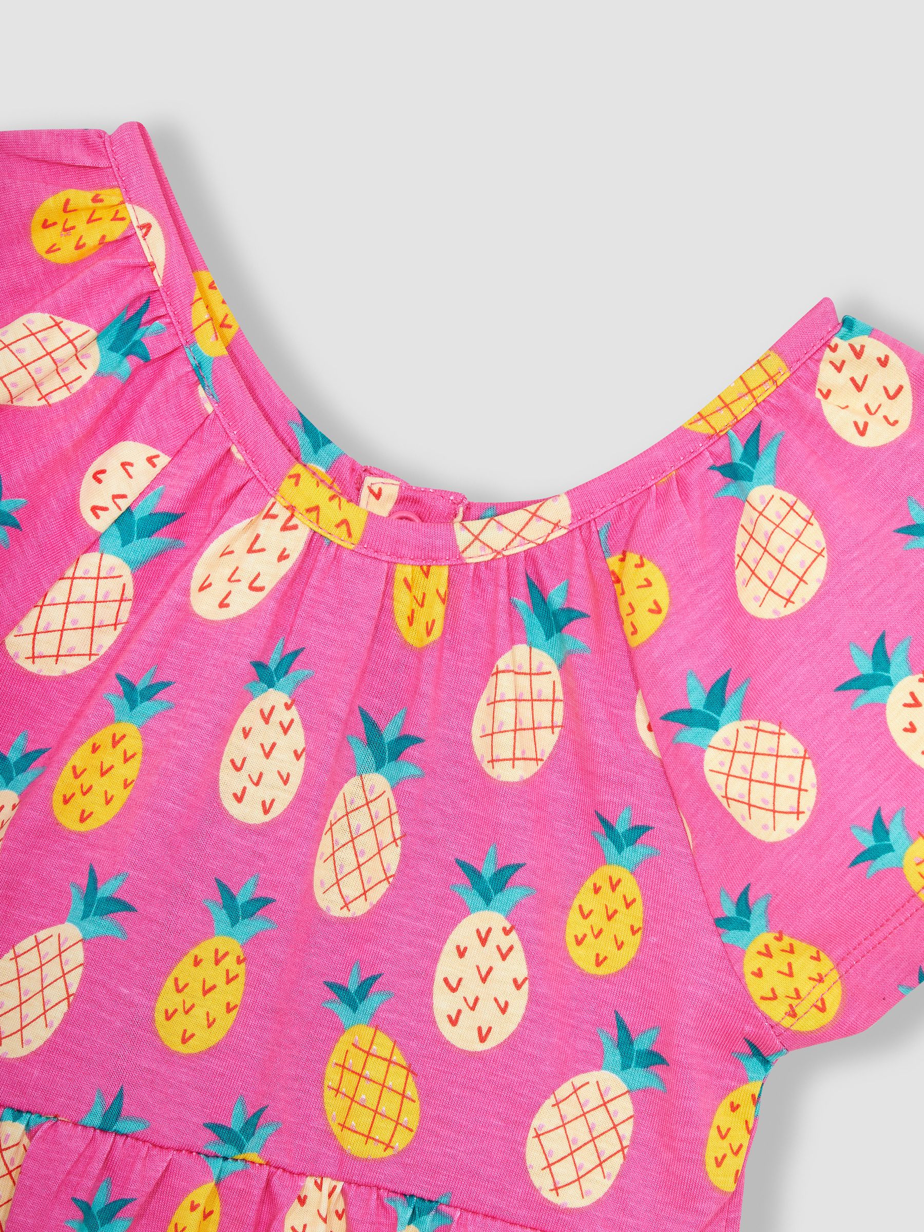 Fuchsia Pink Pineapple Ruffle Sleeve Tiered Jersey Dress - Image 2 of 3