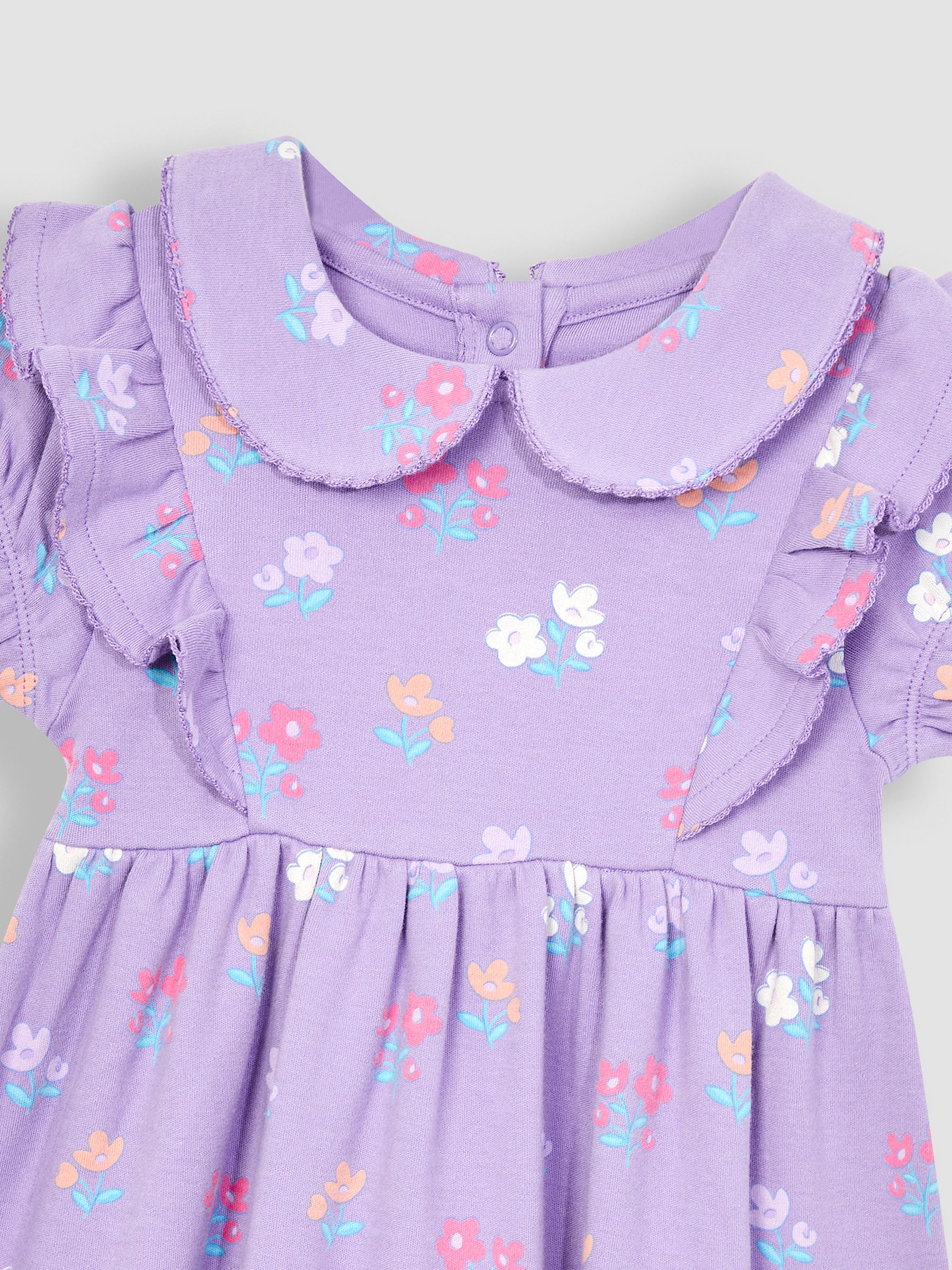 Lilac Purple Floral Peter Pan Ruffle Tea Jersey Dress - Image 2 of 3