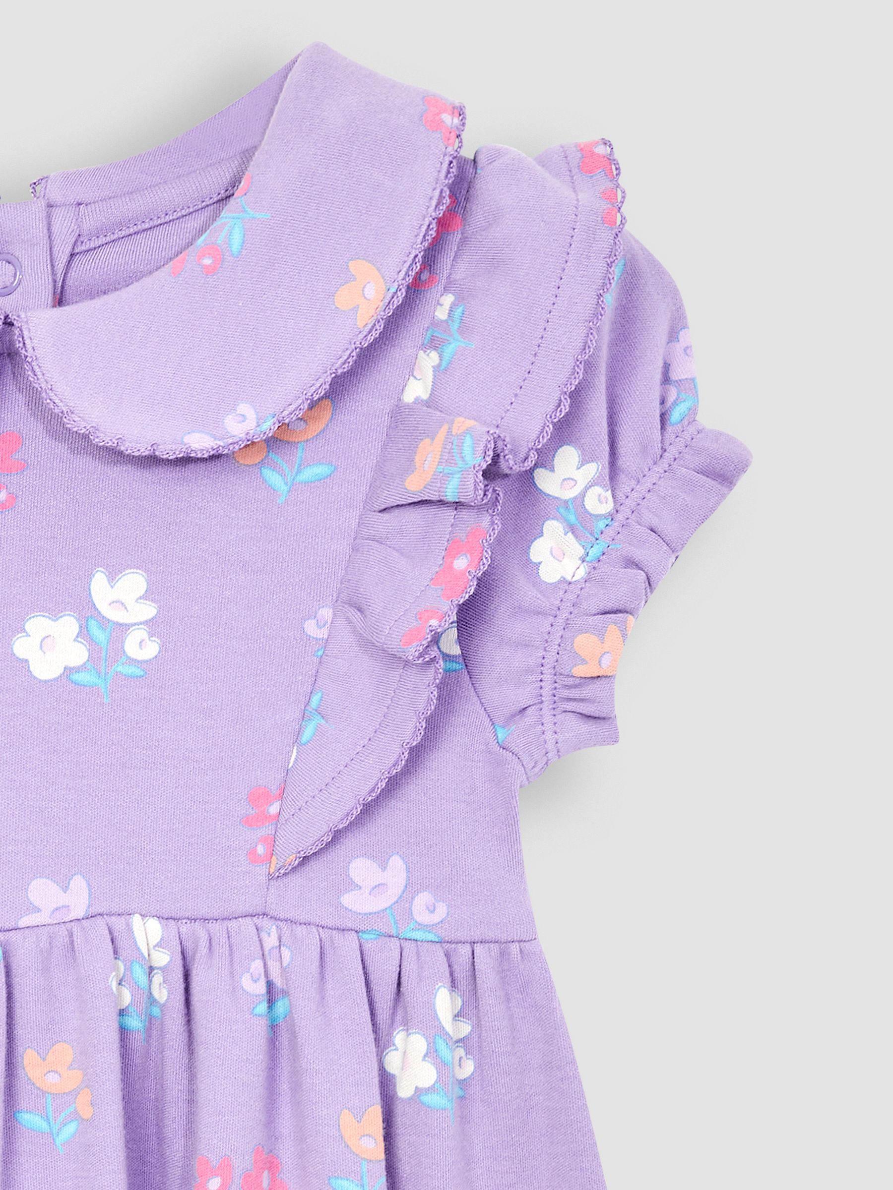 Lilac Purple Floral Peter Pan Ruffle Tea Jersey Dress - Image 3 of 3