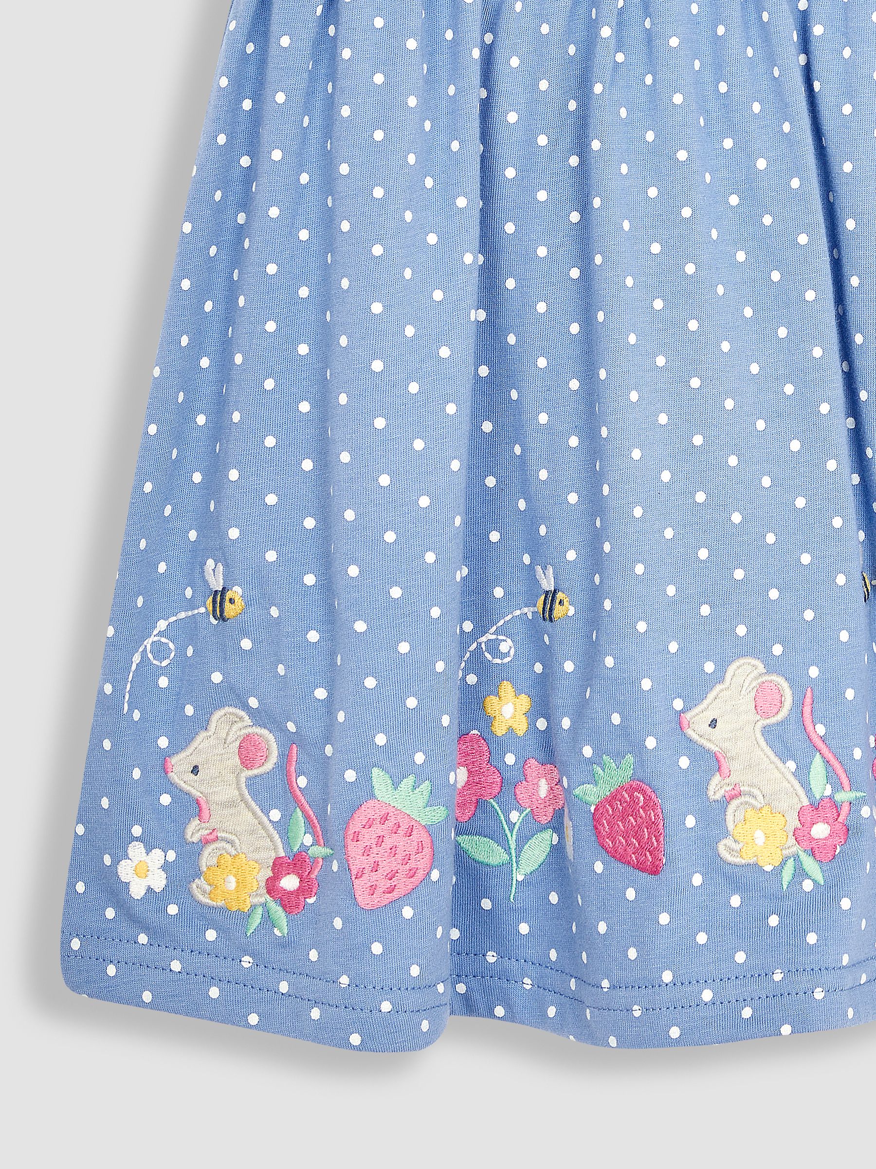Blue Meadow Mouse Appliqué Spot Puff Sleeve Jersey Dress - Image 3 of 3