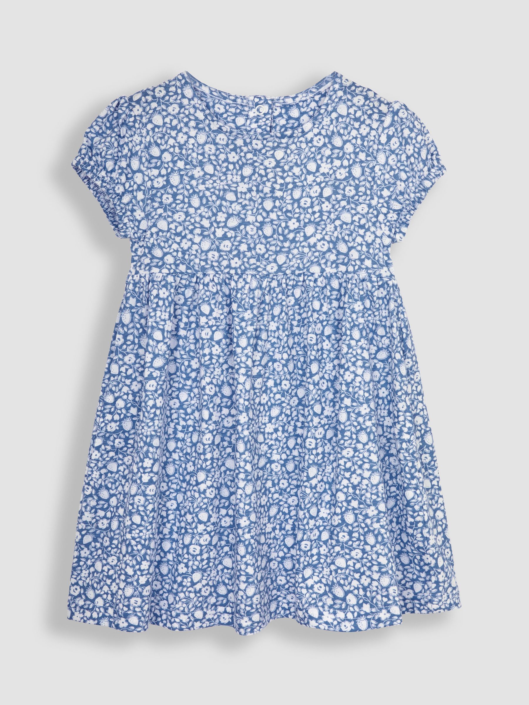 Blue Strawberry Ditsy Floral Puff Sleeve Jersey Dress - Image 2 of 4