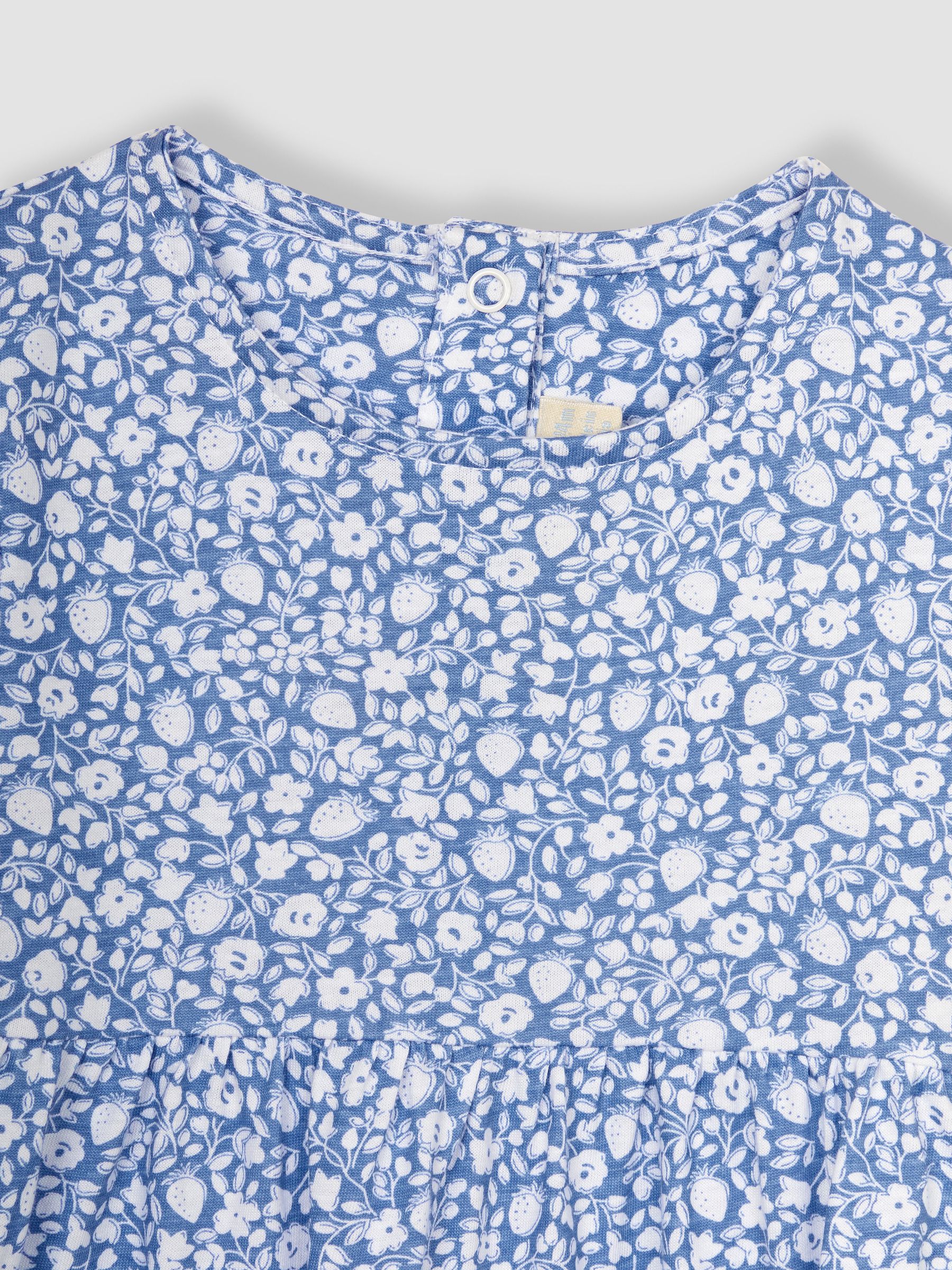 Blue Strawberry Ditsy Floral Puff Sleeve Jersey Dress - Image 3 of 4
