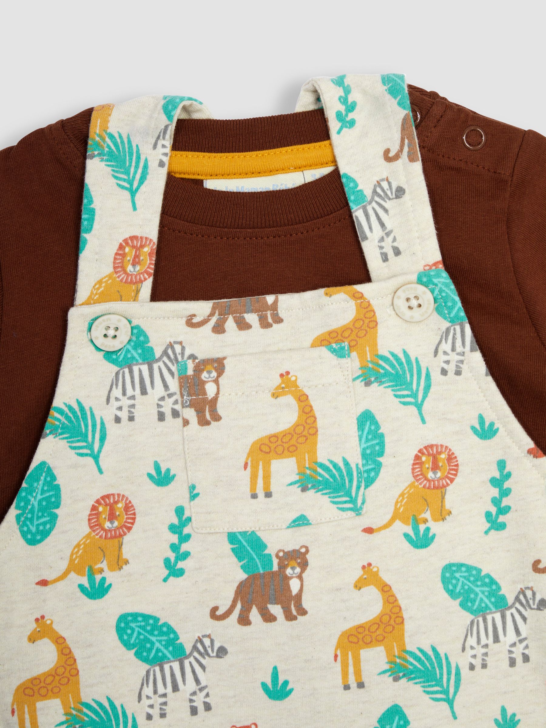 Natural Safari Animals Dungarees & T-Shirt 2-Piece Set - Image 4 of 5