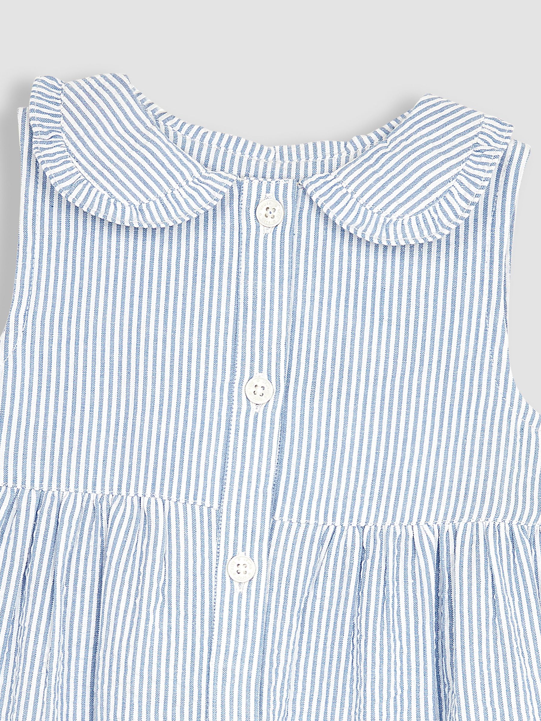 Blue Seersucker Stripe Collar Button Through Dress - Image 2 of 3