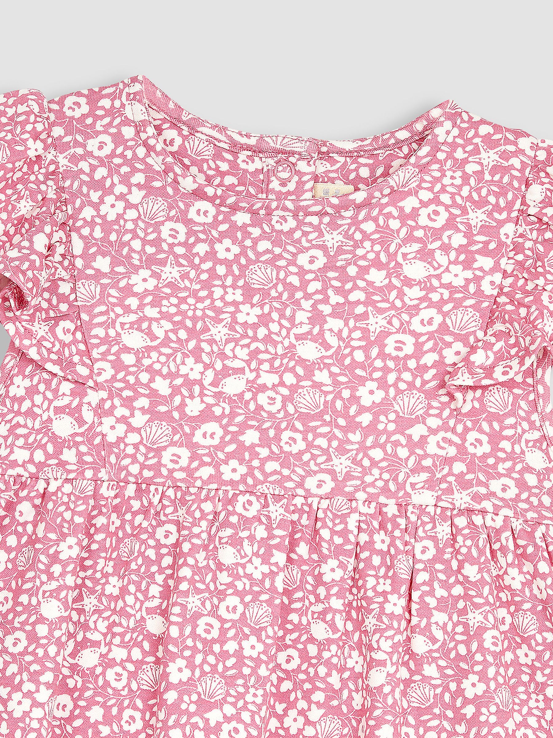 Coral Nautical Ditsy Floral Ruffle Sleeve Jersey Dress - Image 3 of 4