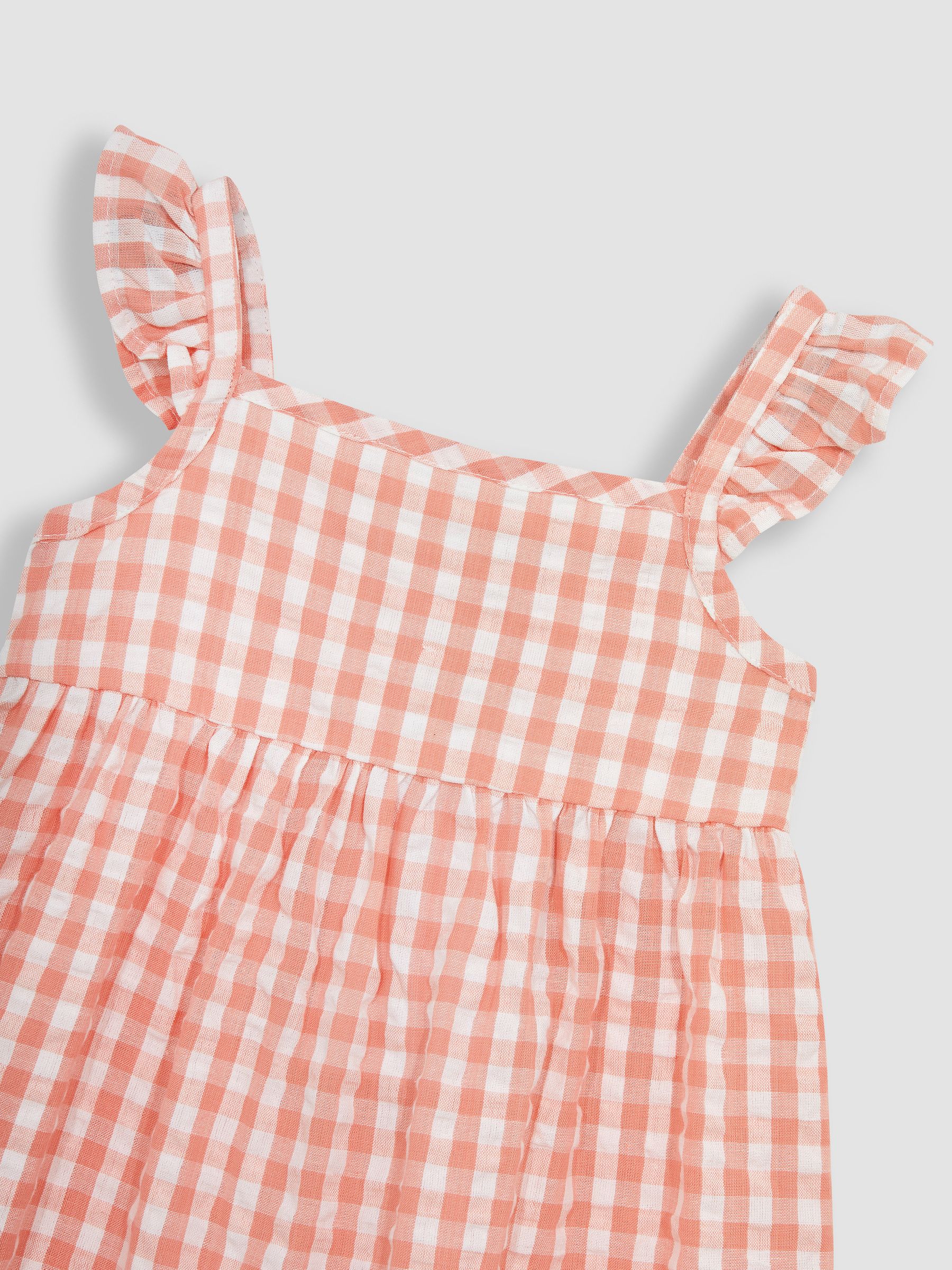 Orange Gingham Frill Shoulder Tiered Dress - Image 2 of 3